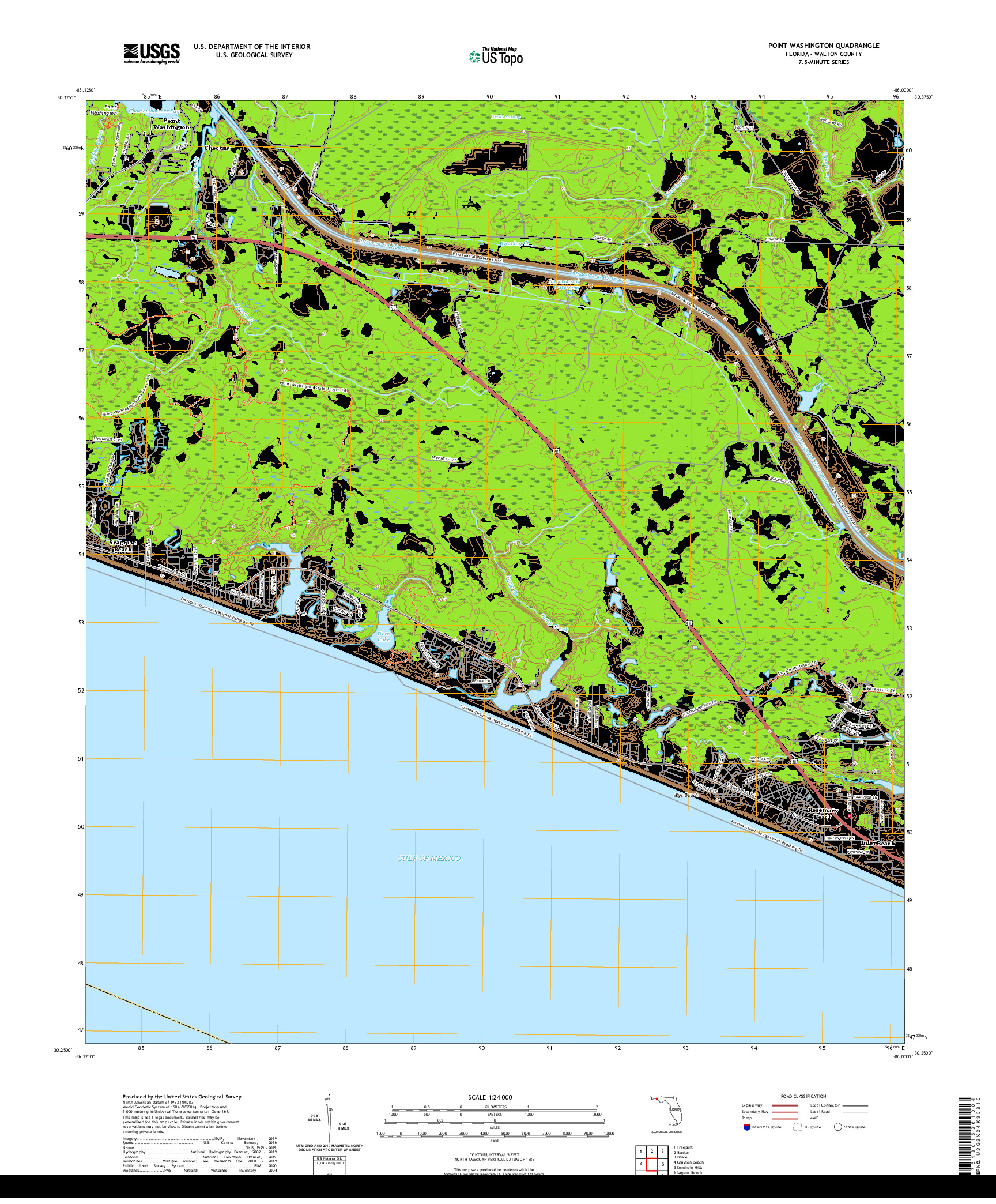 USGS US TOPO 7.5-MINUTE MAP FOR POINT WASHINGTON, FL 2021