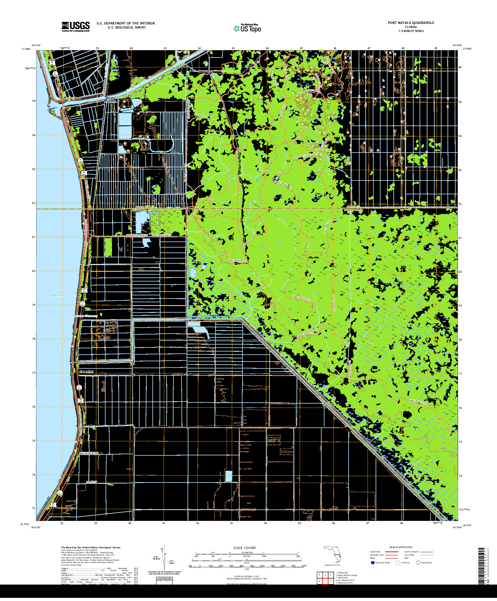 USGS US TOPO 7.5-MINUTE MAP FOR PORT MAYACA, FL 2021