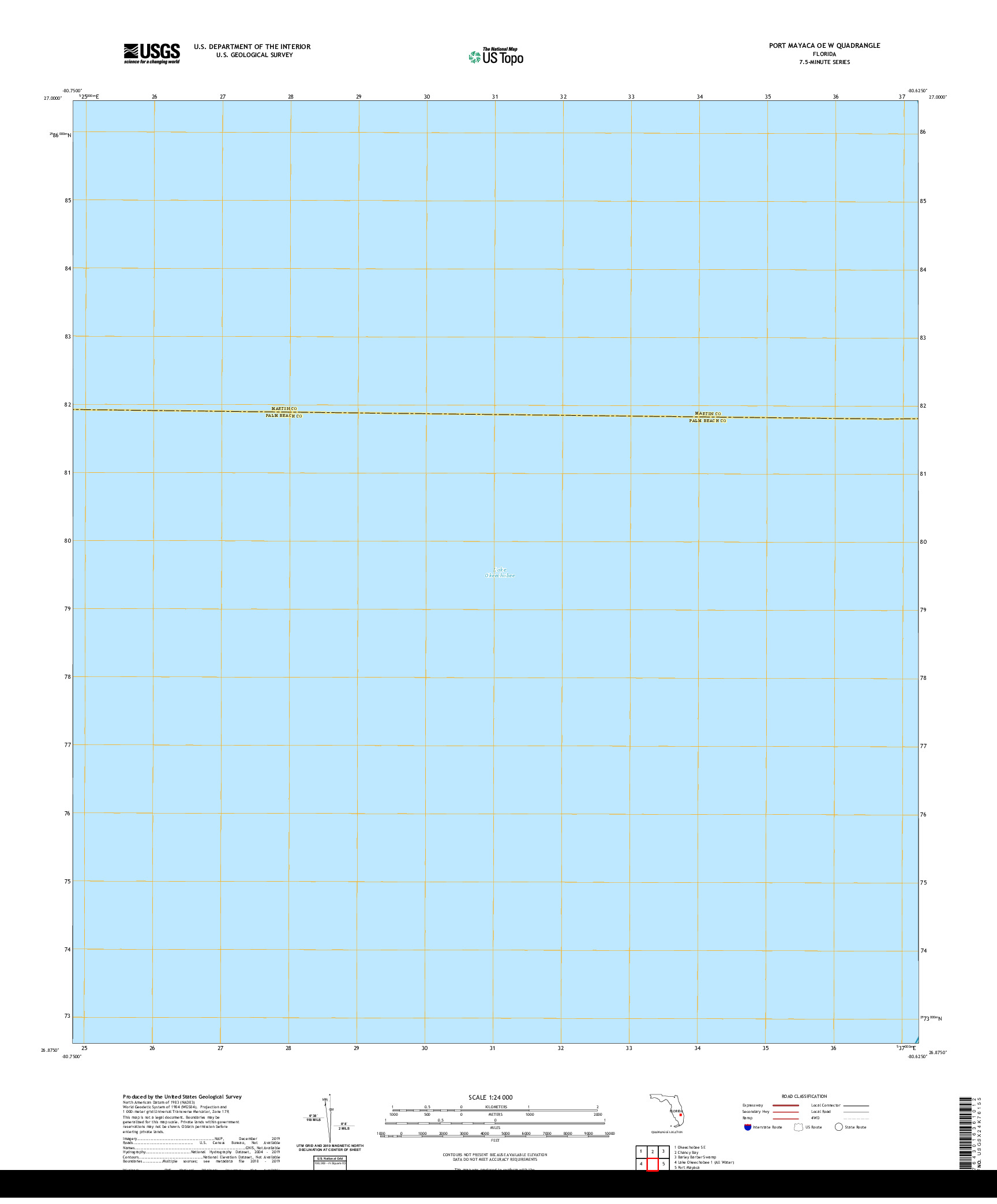 USGS US TOPO 7.5-MINUTE MAP FOR PORT MAYACA OE W, FL 2021