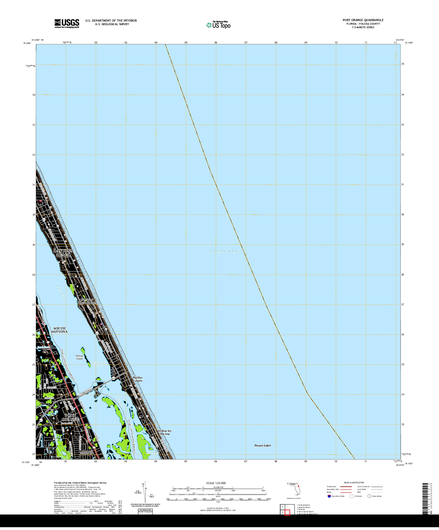 USGS US TOPO 7.5-MINUTE MAP FOR PORT ORANGE, FL 2021