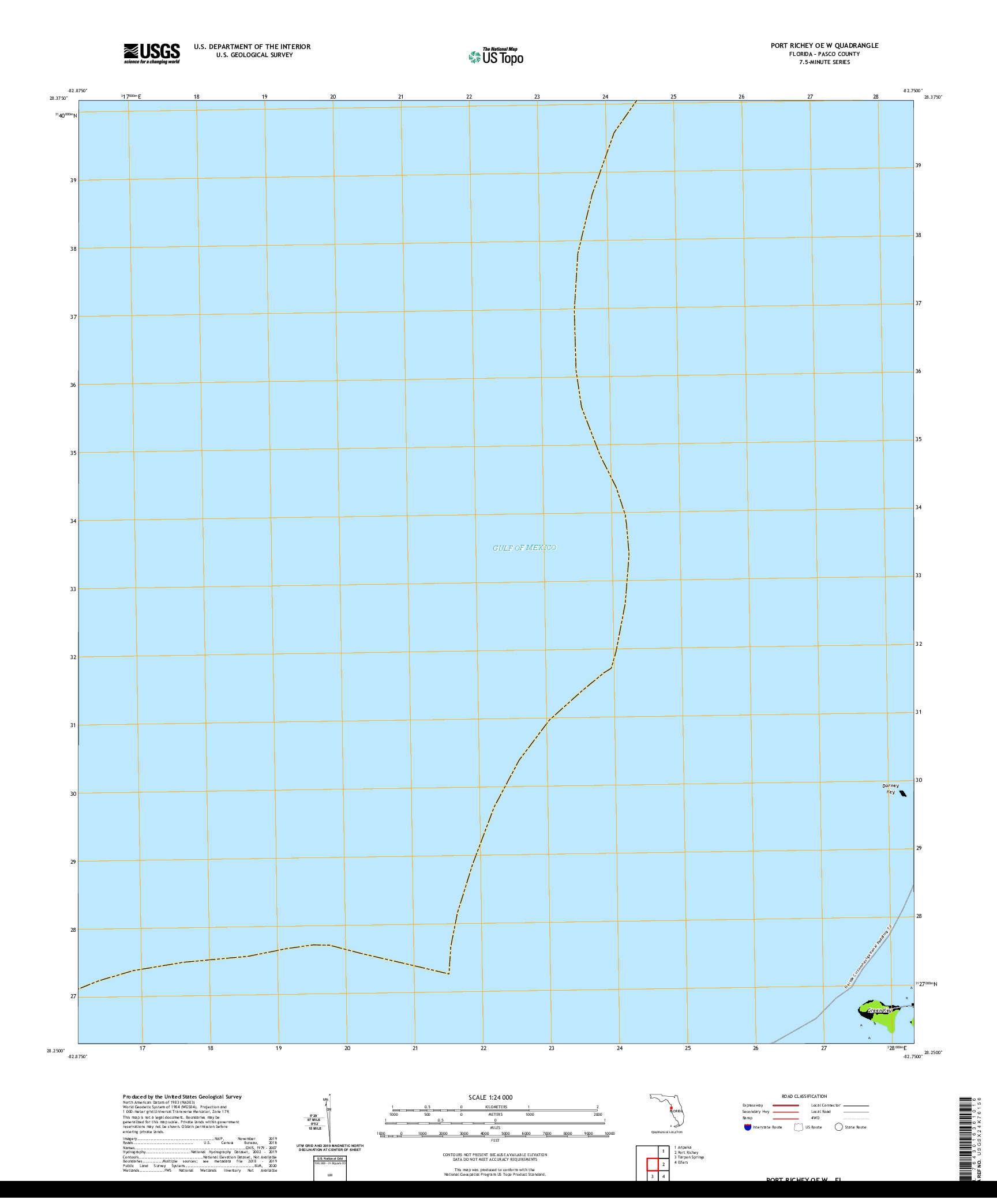 USGS US TOPO 7.5-MINUTE MAP FOR PORT RICHEY OE W, FL 2021