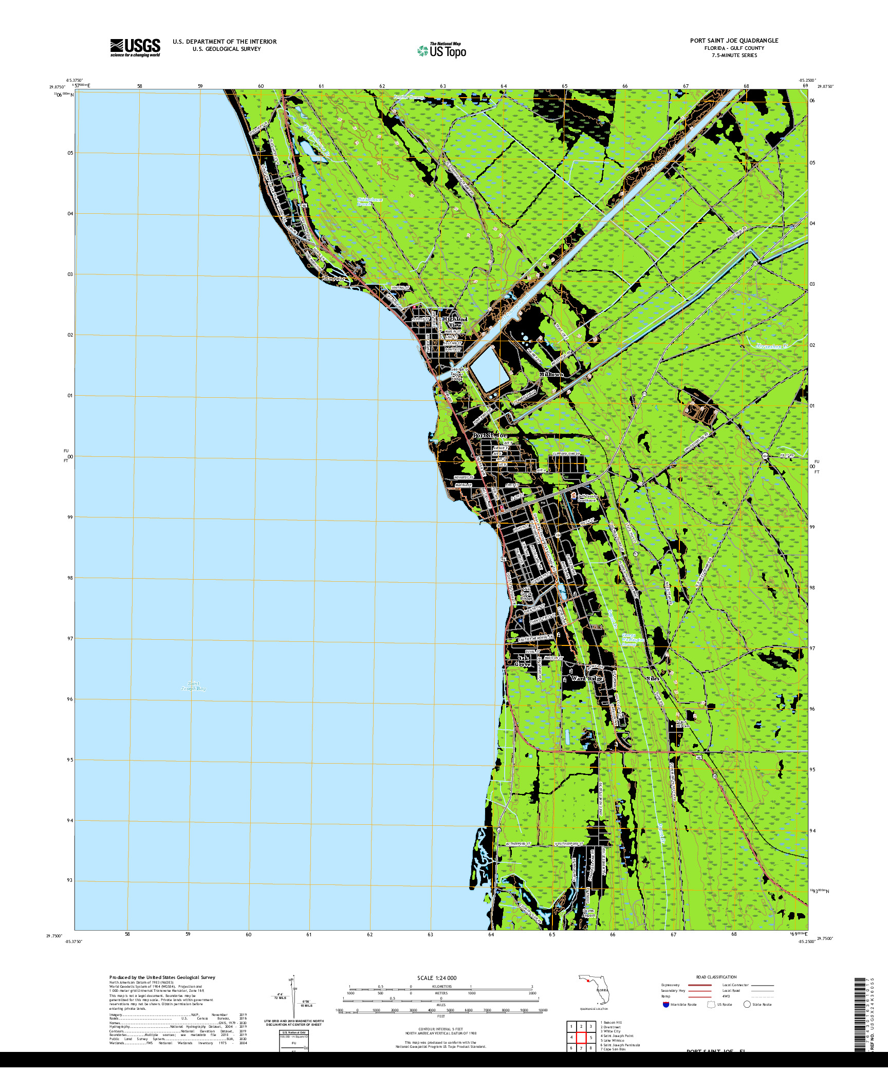 USGS US TOPO 7.5-MINUTE MAP FOR PORT SAINT JOE, FL 2021