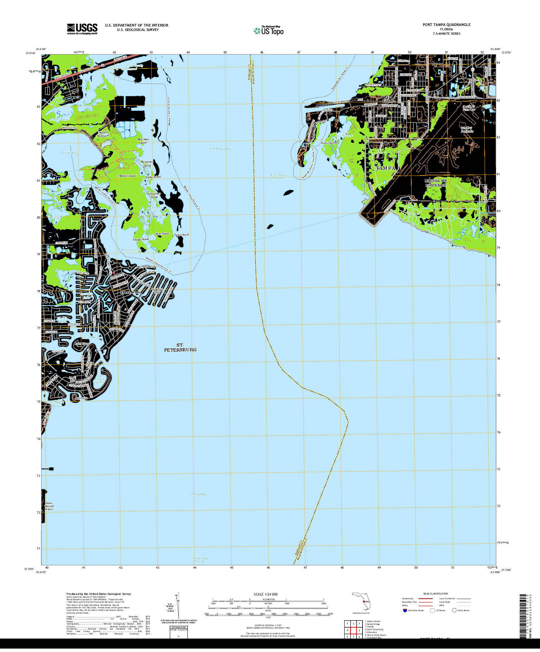 USGS US TOPO 7.5-MINUTE MAP FOR PORT TAMPA, FL 2021