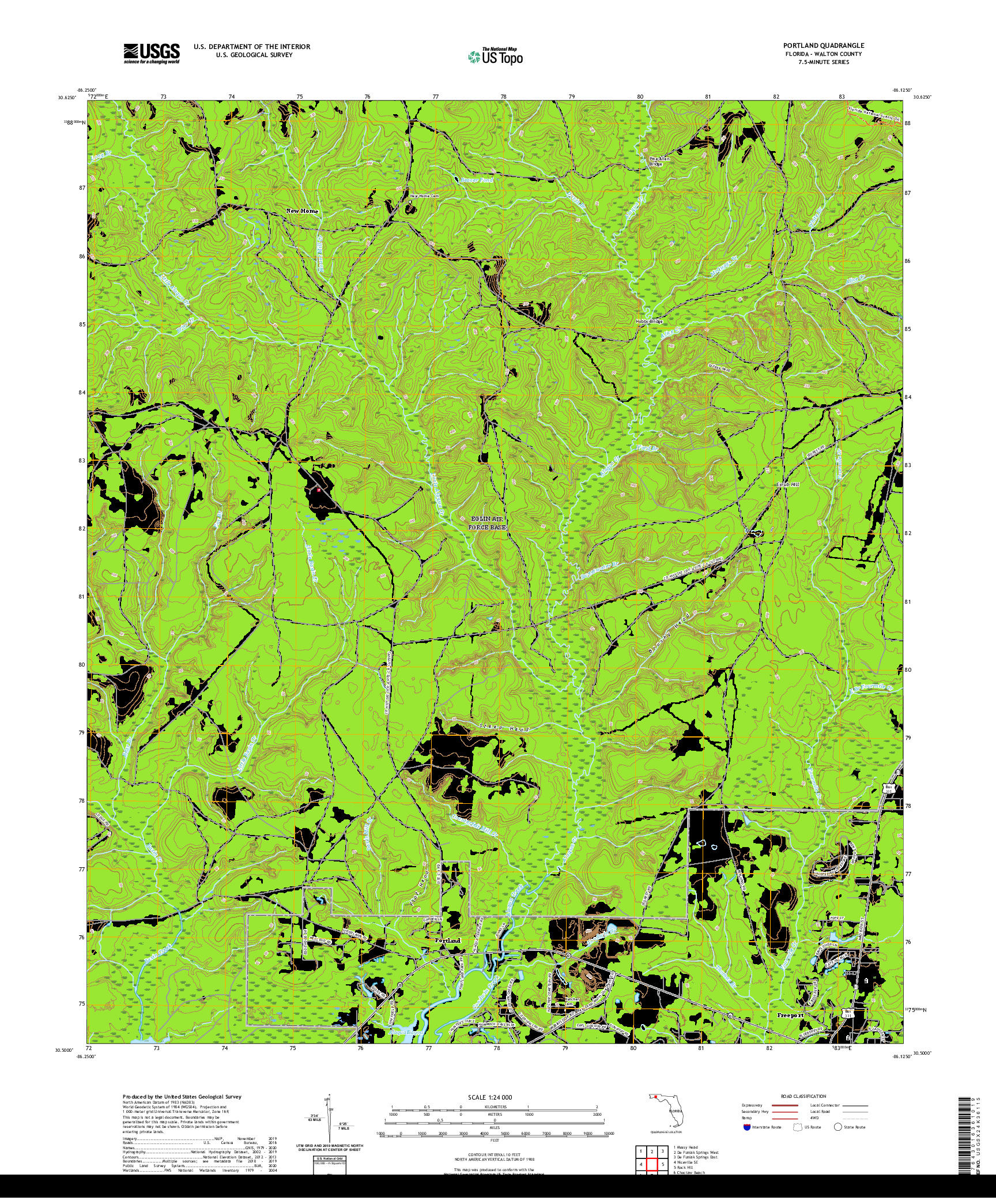 USGS US TOPO 7.5-MINUTE MAP FOR PORTLAND, FL 2021