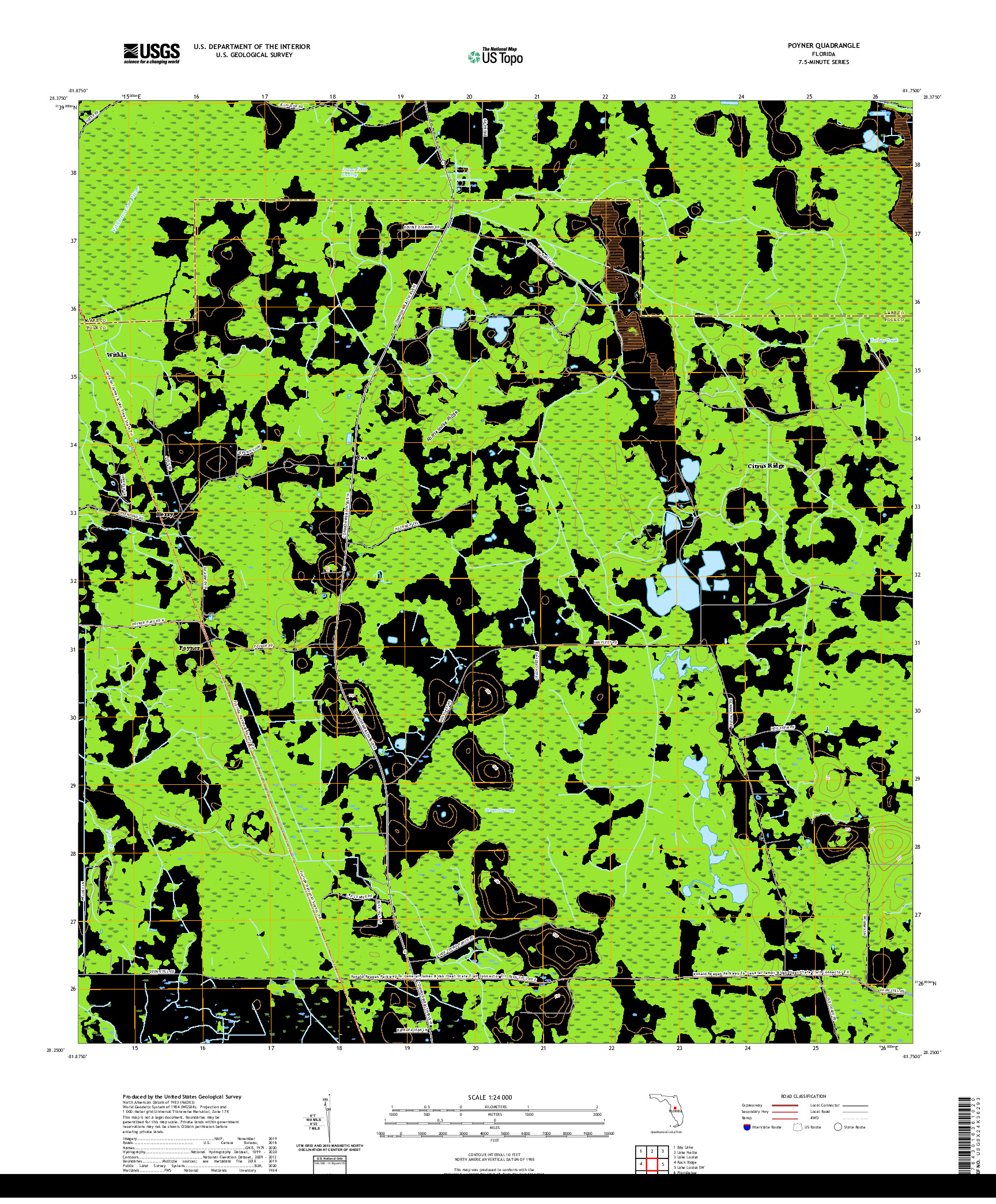 USGS US TOPO 7.5-MINUTE MAP FOR POYNER, FL 2021