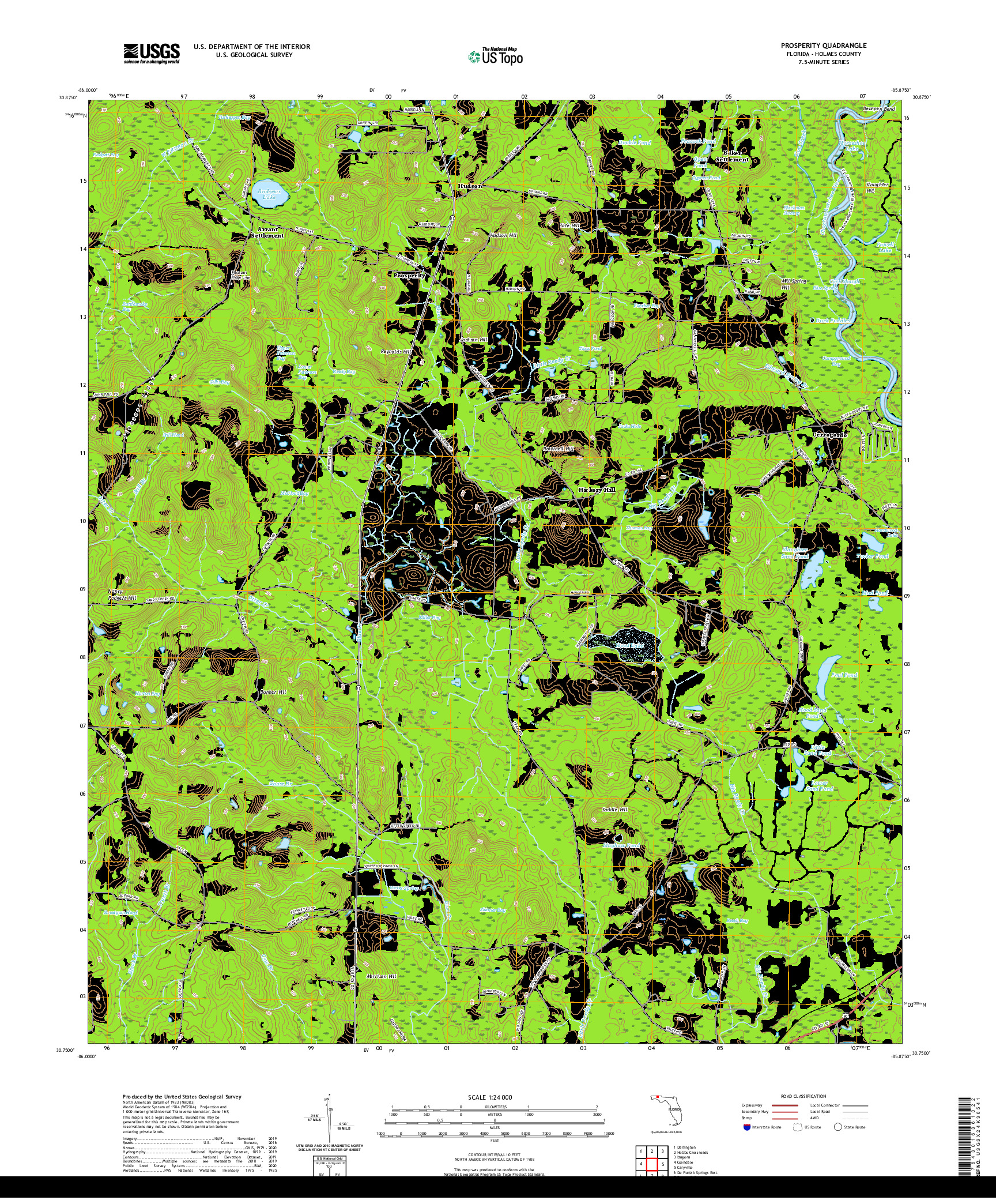 USGS US TOPO 7.5-MINUTE MAP FOR PROSPERITY, FL 2021