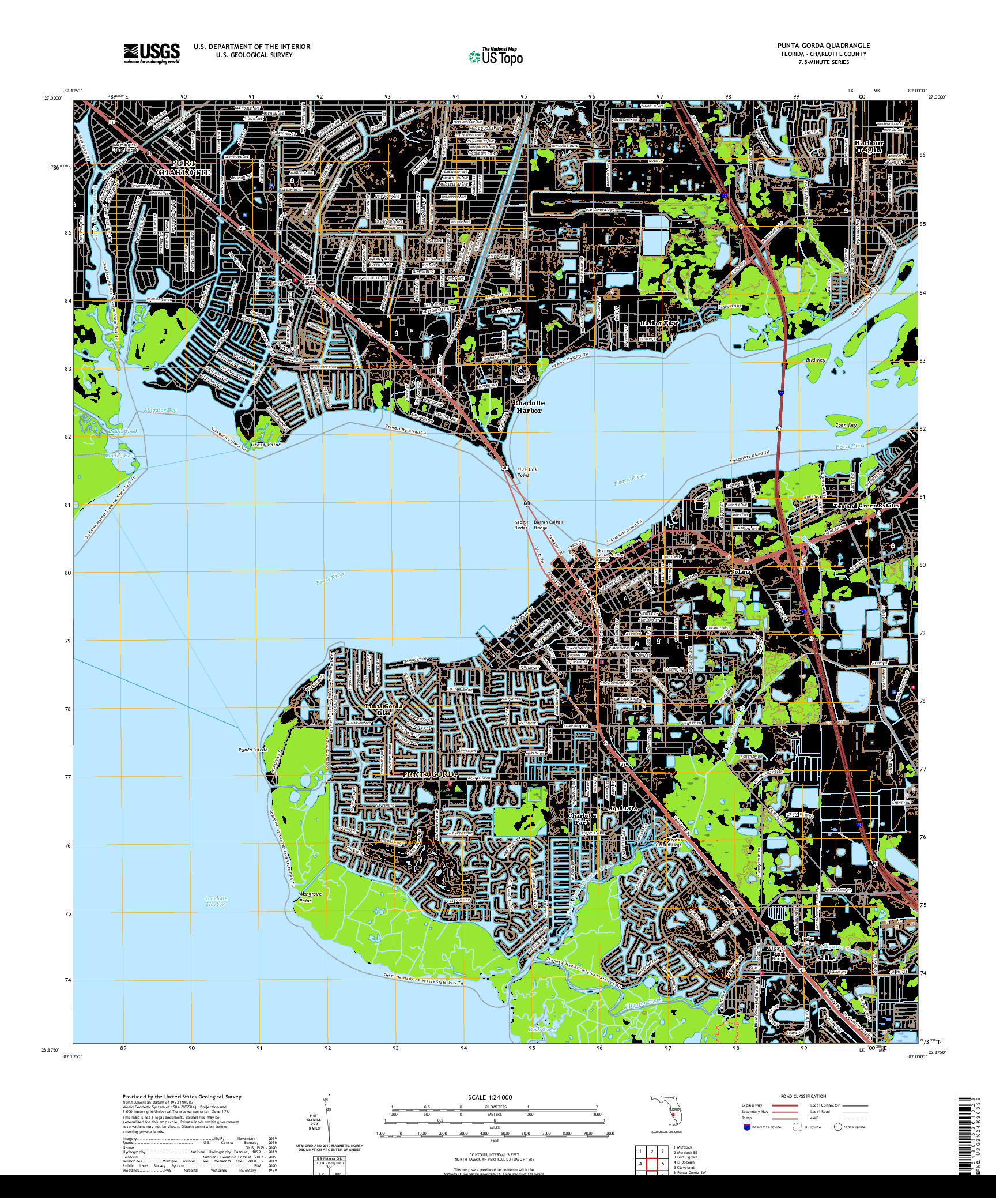 USGS US TOPO 7.5-MINUTE MAP FOR PUNTA GORDA, FL 2021