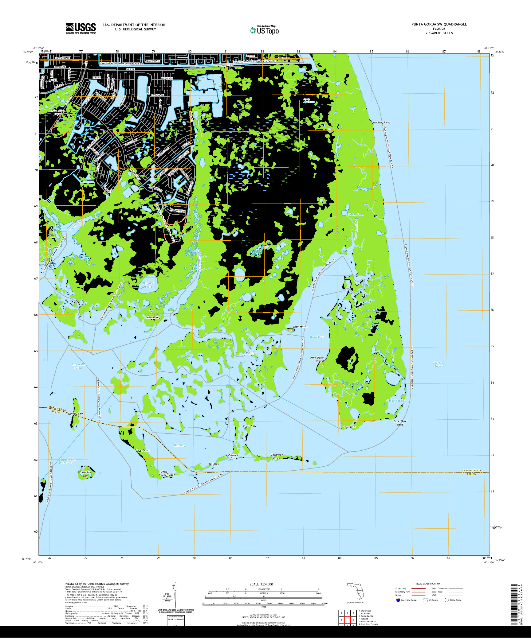 USGS US TOPO 7.5-MINUTE MAP FOR PUNTA GORDA SW, FL 2021