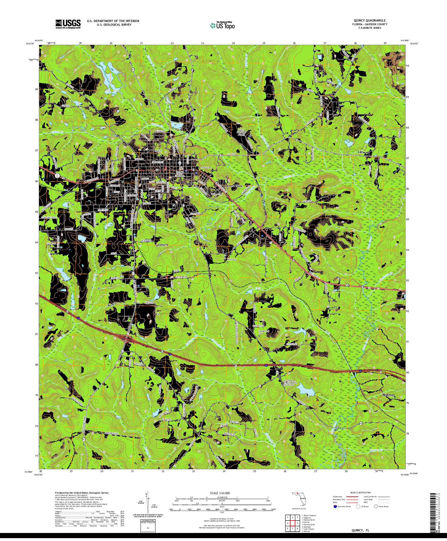 USGS US TOPO 7.5-MINUTE MAP FOR QUINCY, FL 2021