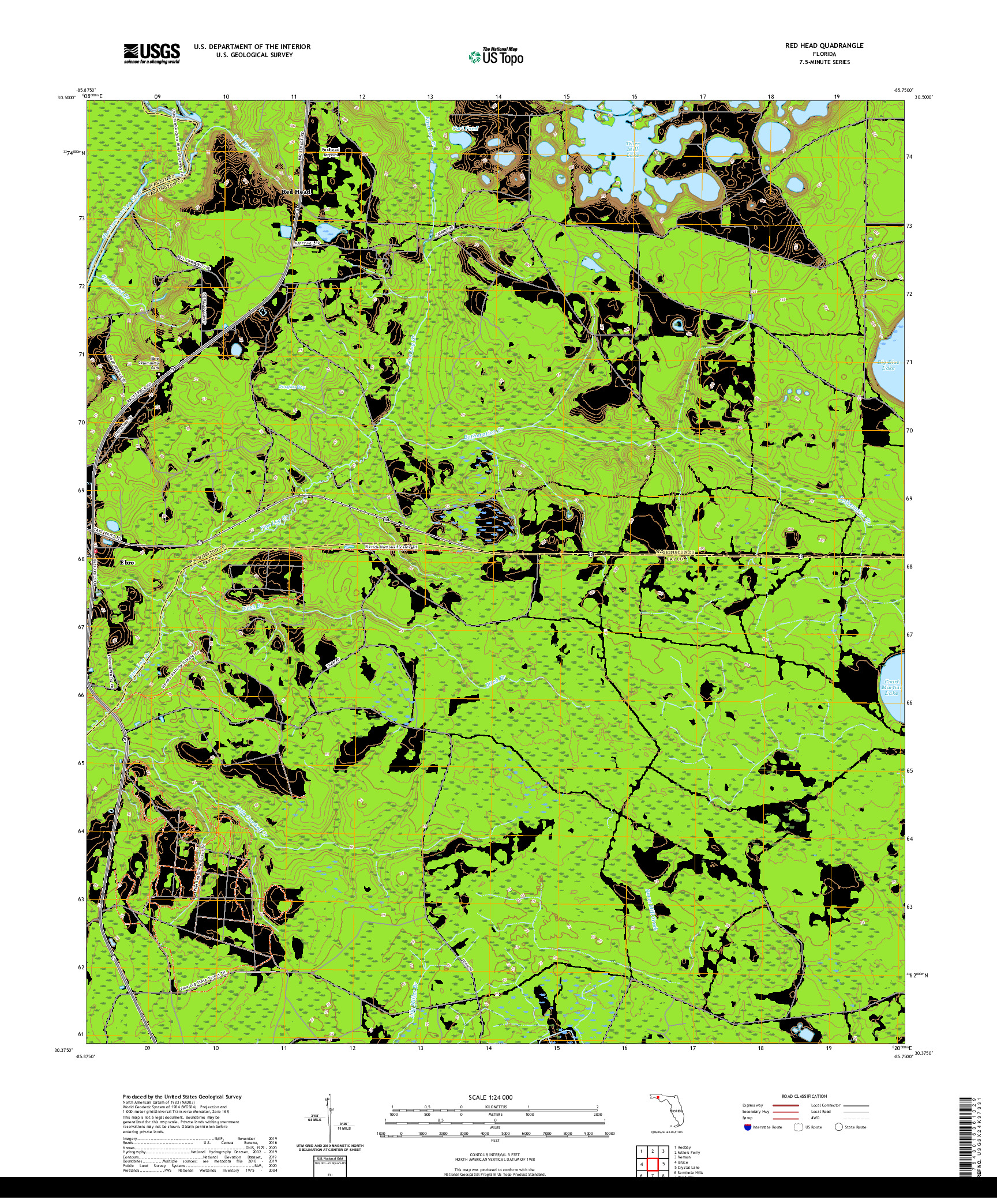 USGS US TOPO 7.5-MINUTE MAP FOR RED HEAD, FL 2021