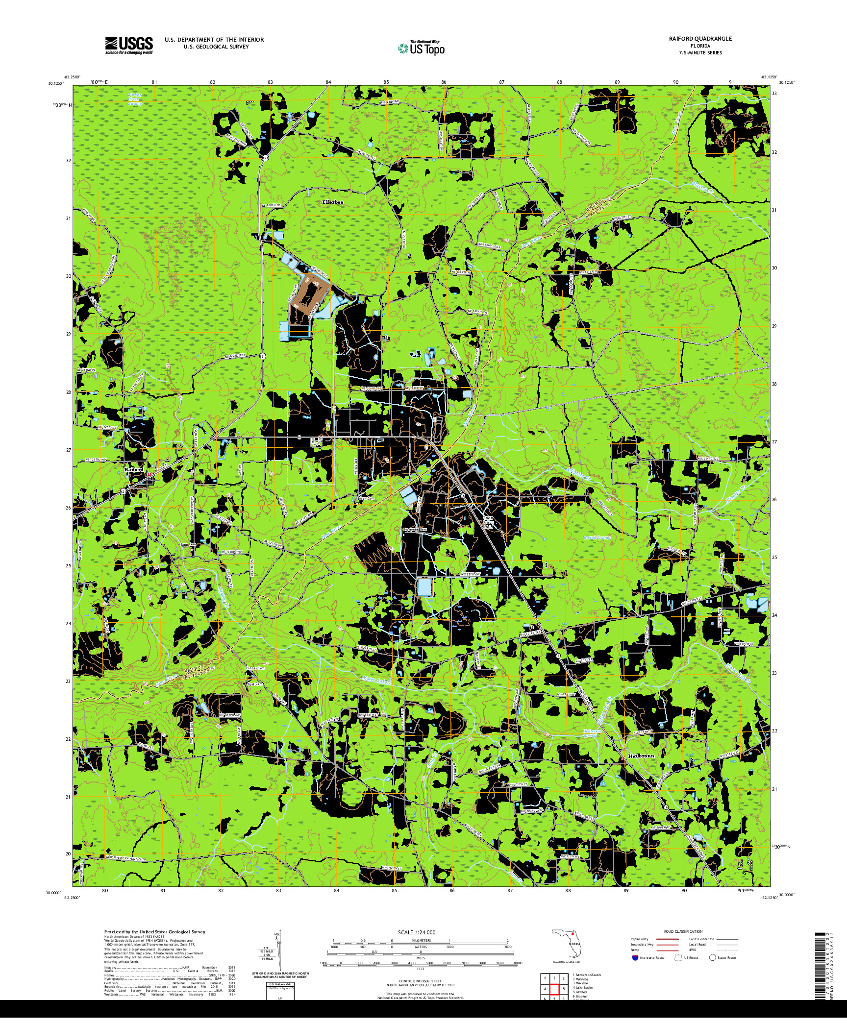 USGS US TOPO 7.5-MINUTE MAP FOR RAIFORD, FL 2021