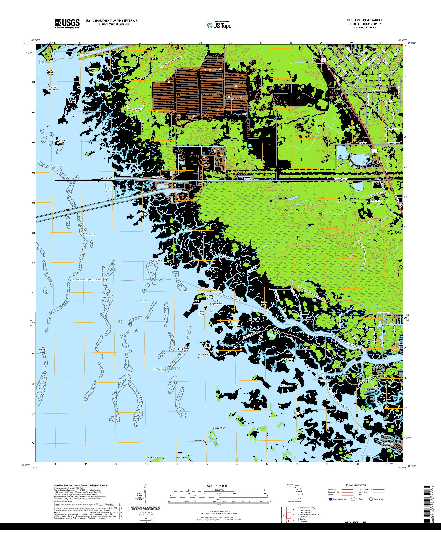 USGS US TOPO 7.5-MINUTE MAP FOR RED LEVEL, FL 2021