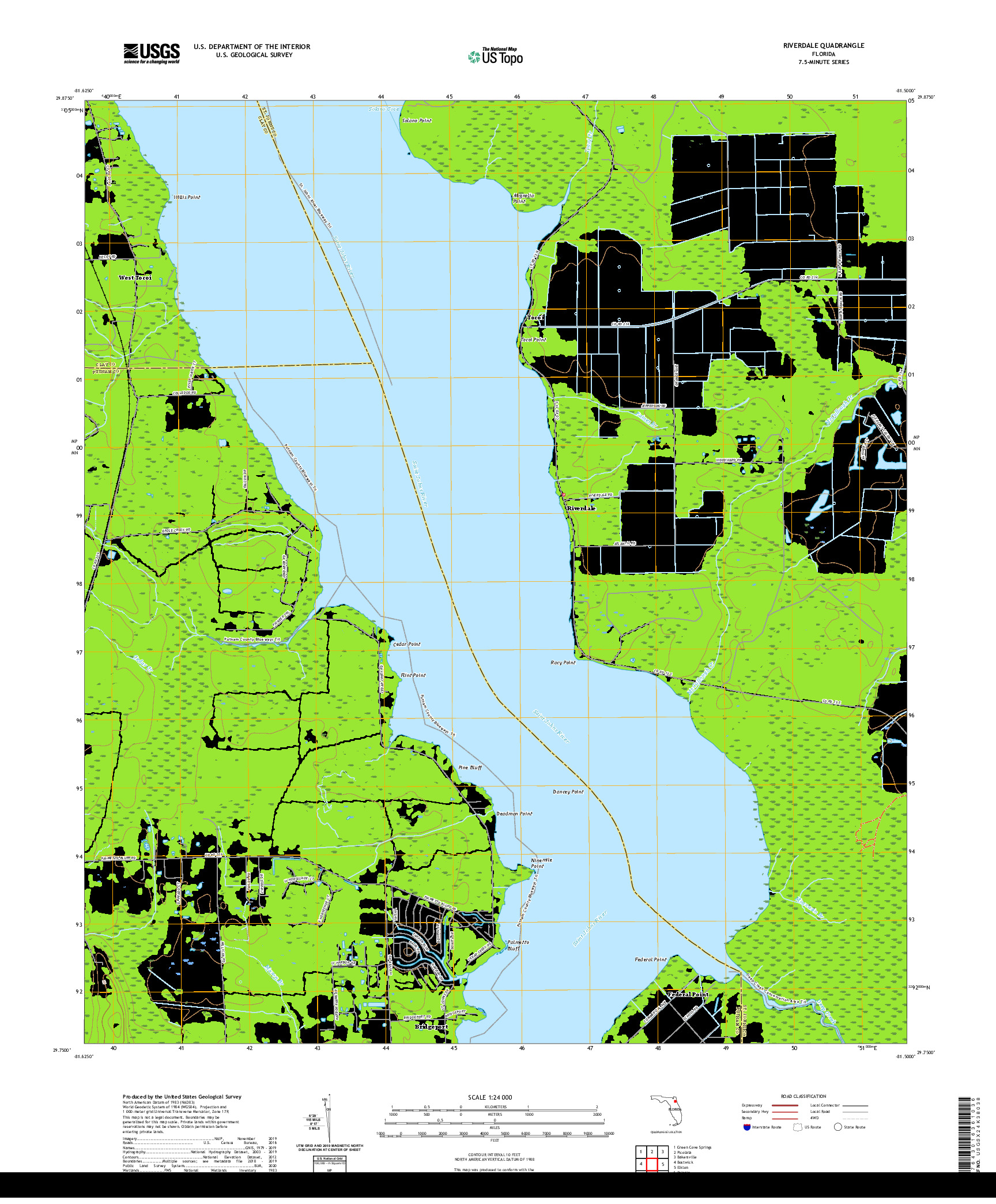 USGS US TOPO 7.5-MINUTE MAP FOR RIVERDALE, FL 2021