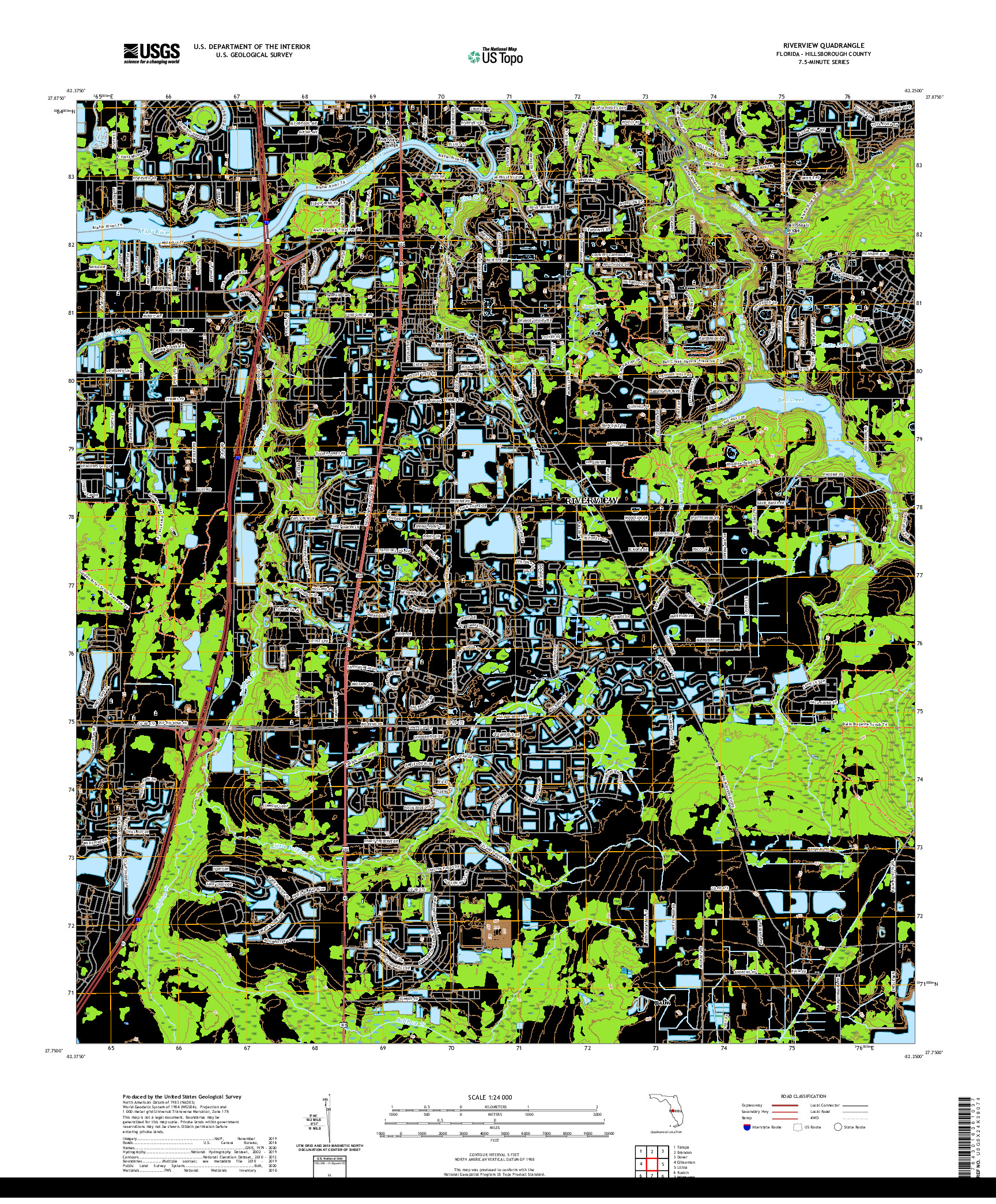 USGS US TOPO 7.5-MINUTE MAP FOR RIVERVIEW, FL 2021