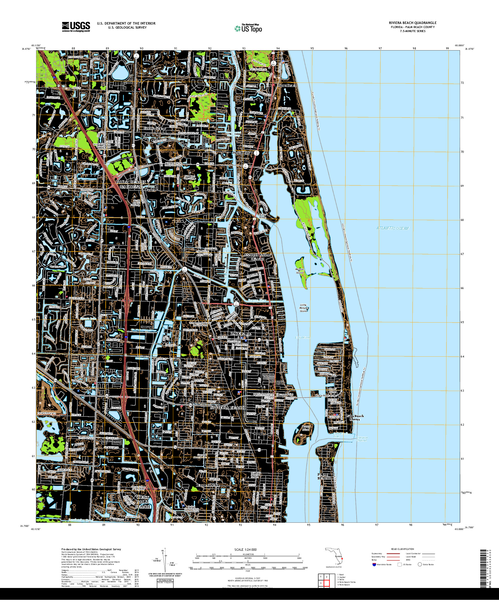 USGS US TOPO 7.5-MINUTE MAP FOR RIVIERA BEACH, FL 2021