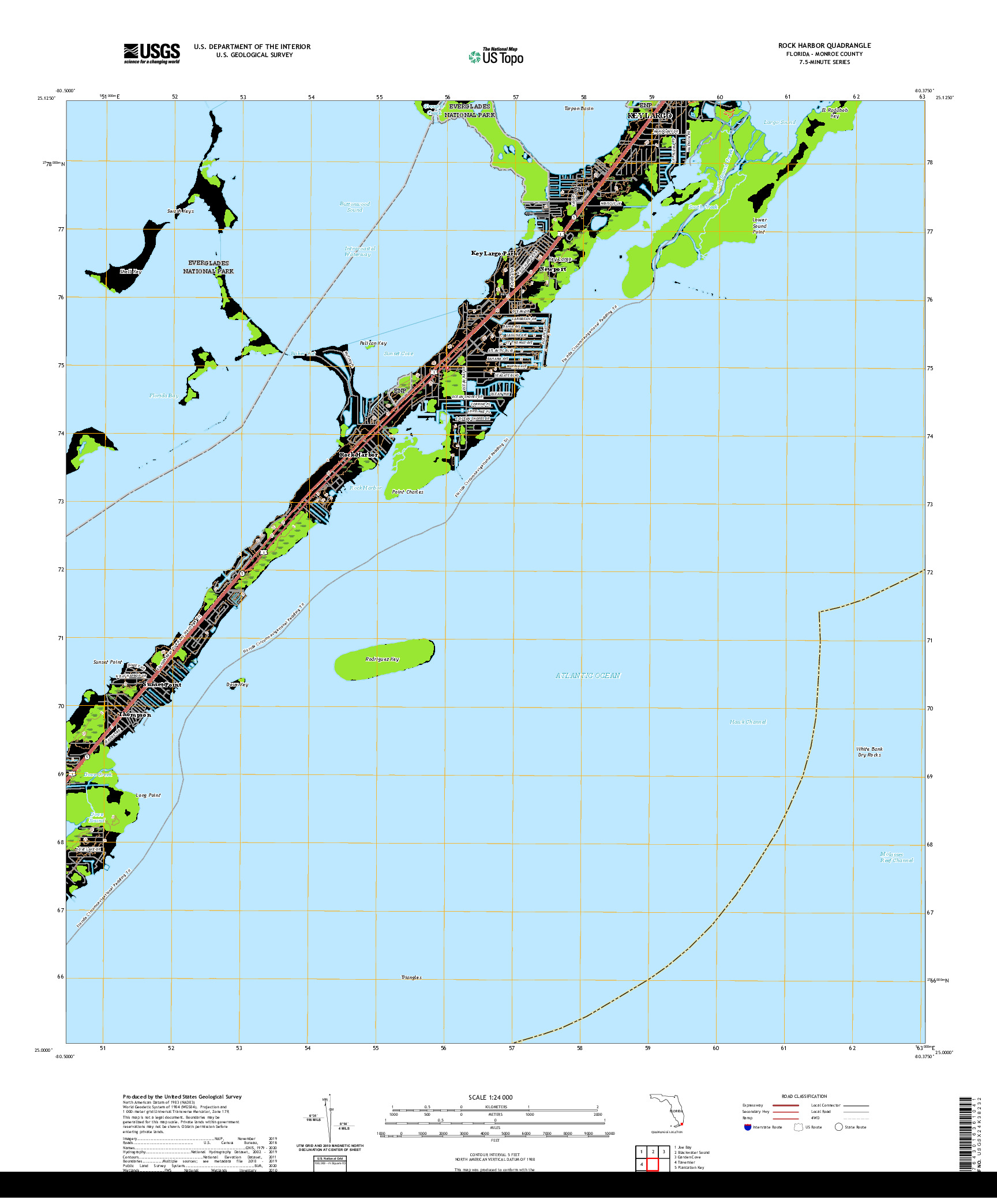 USGS US TOPO 7.5-MINUTE MAP FOR ROCK HARBOR, FL 2021