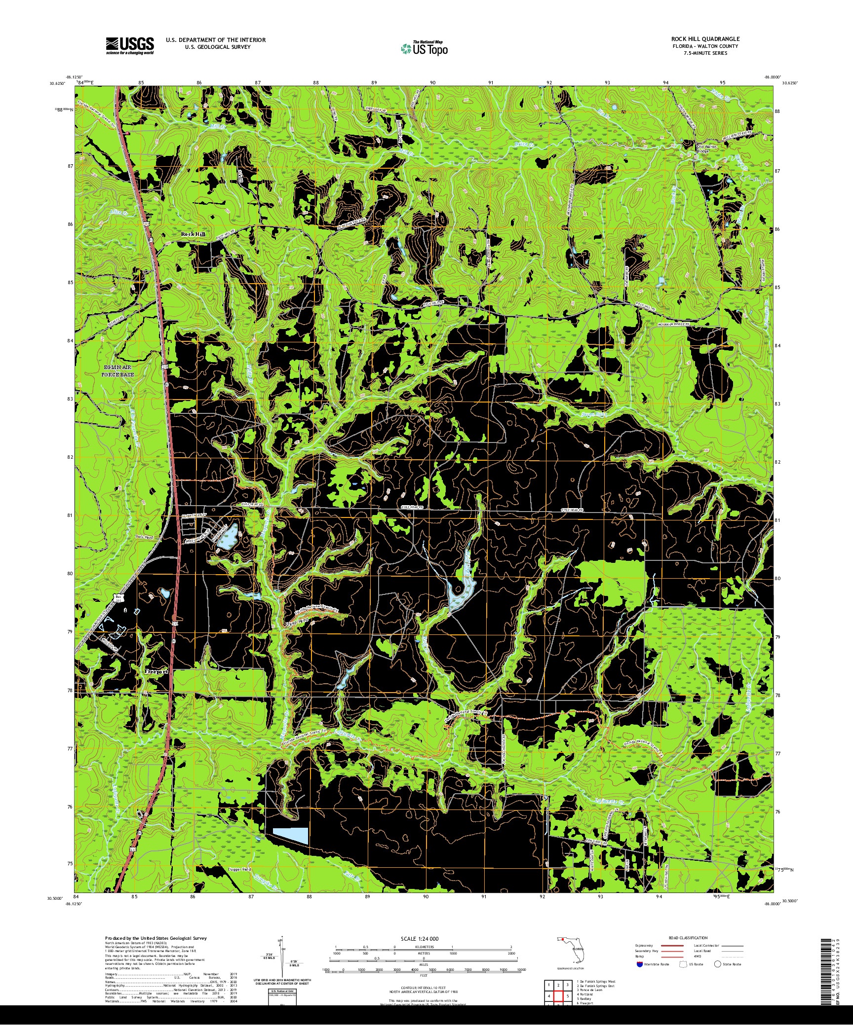 USGS US TOPO 7.5-MINUTE MAP FOR ROCK HILL, FL 2021