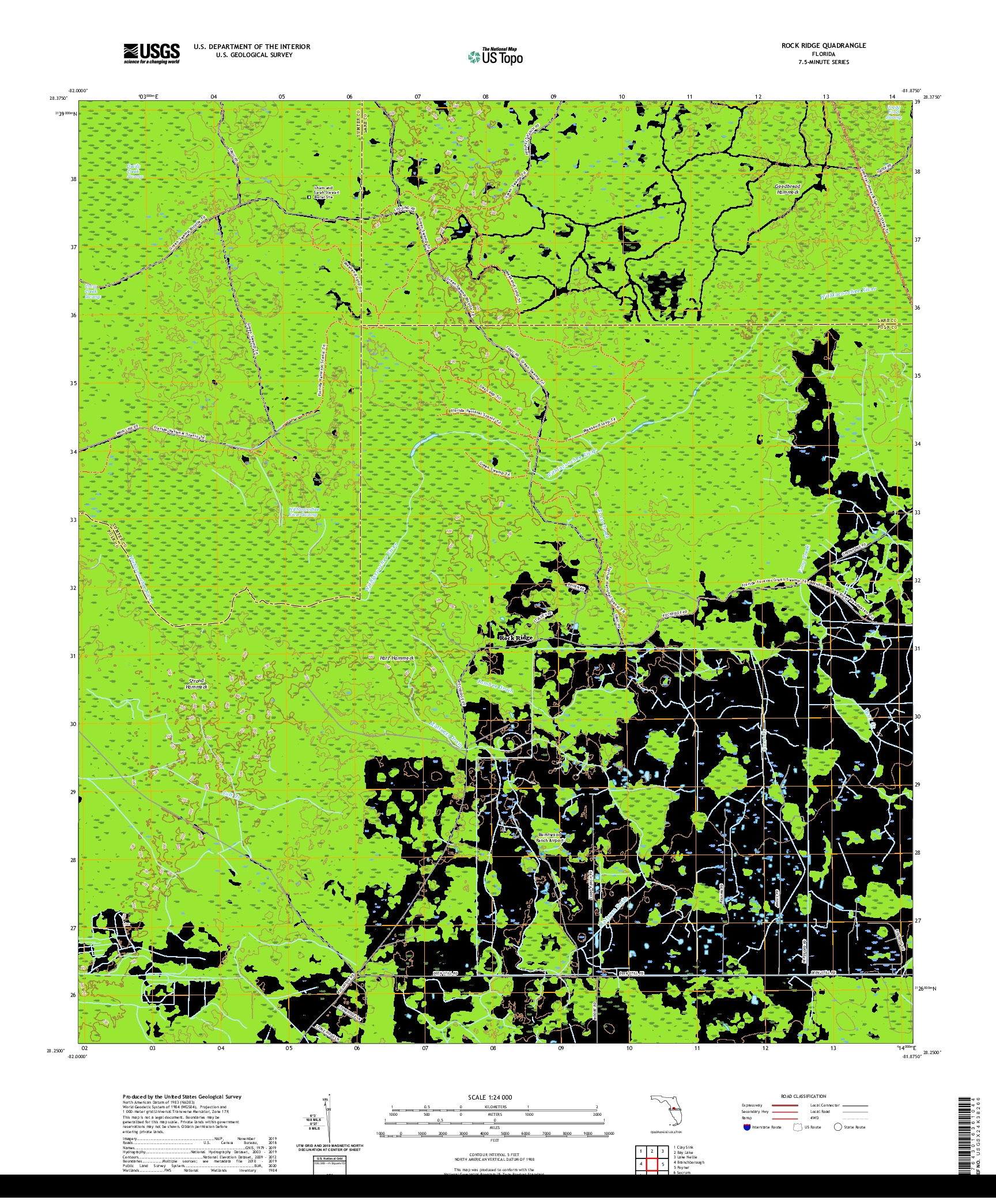 USGS US TOPO 7.5-MINUTE MAP FOR ROCK RIDGE, FL 2021