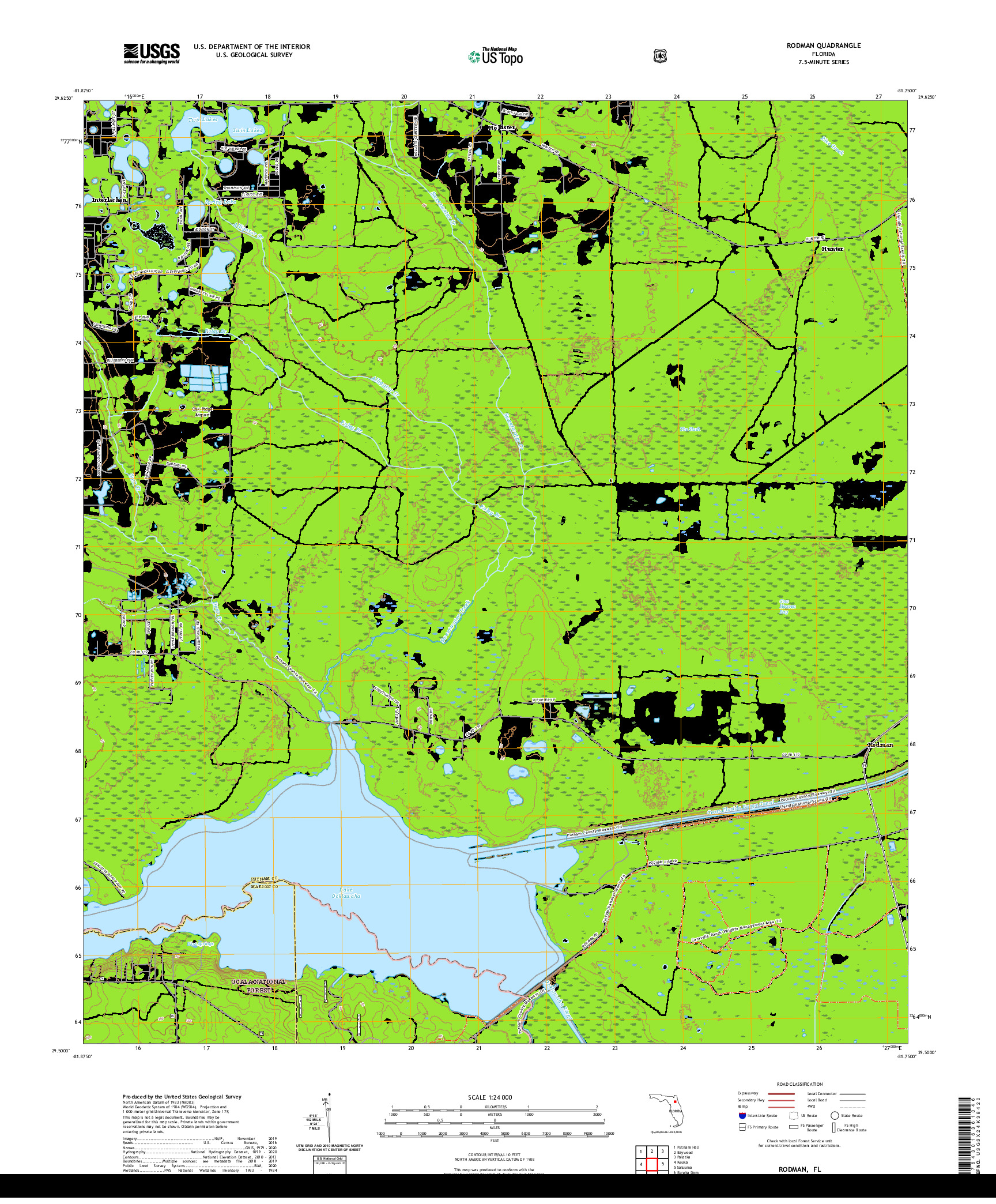 USGS US TOPO 7.5-MINUTE MAP FOR RODMAN, FL 2021