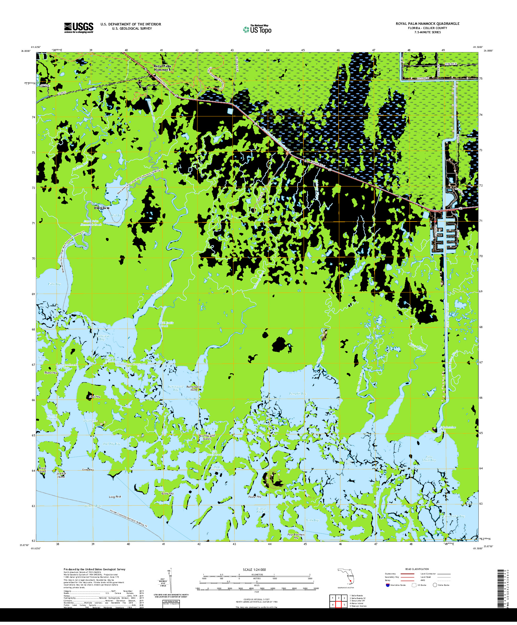 USGS US TOPO 7.5-MINUTE MAP FOR ROYAL PALM HAMMOCK, FL 2021