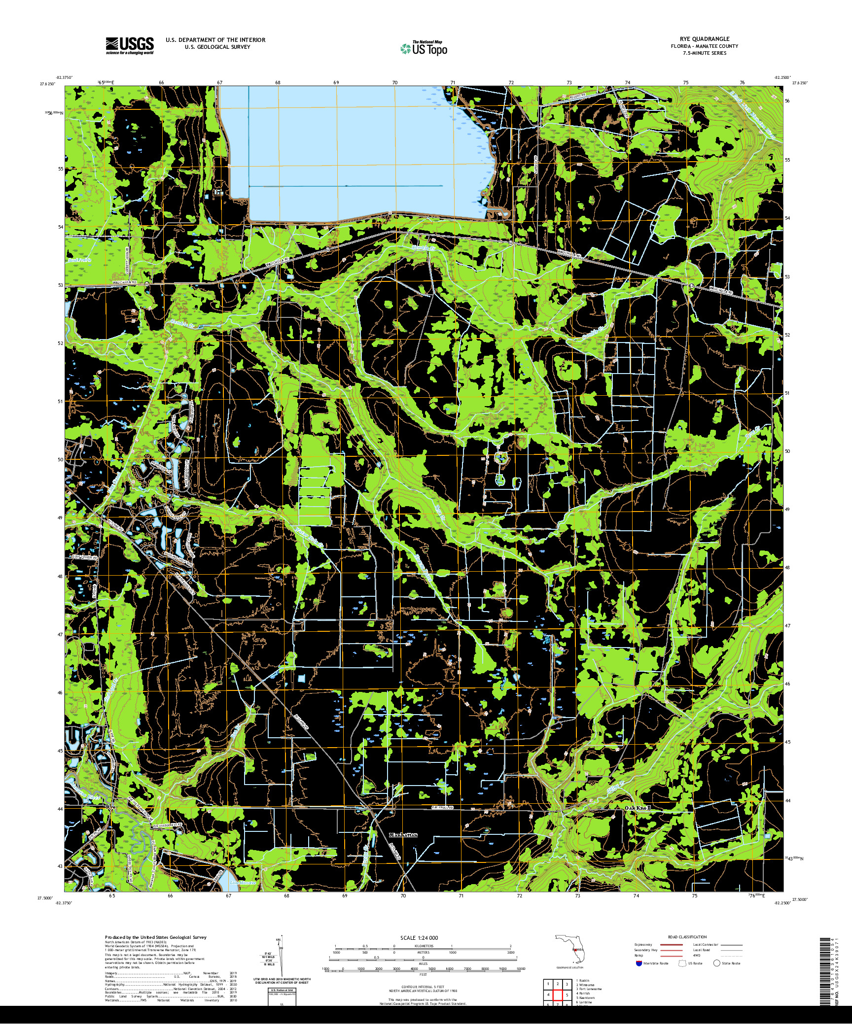 USGS US TOPO 7.5-MINUTE MAP FOR RYE, FL 2021
