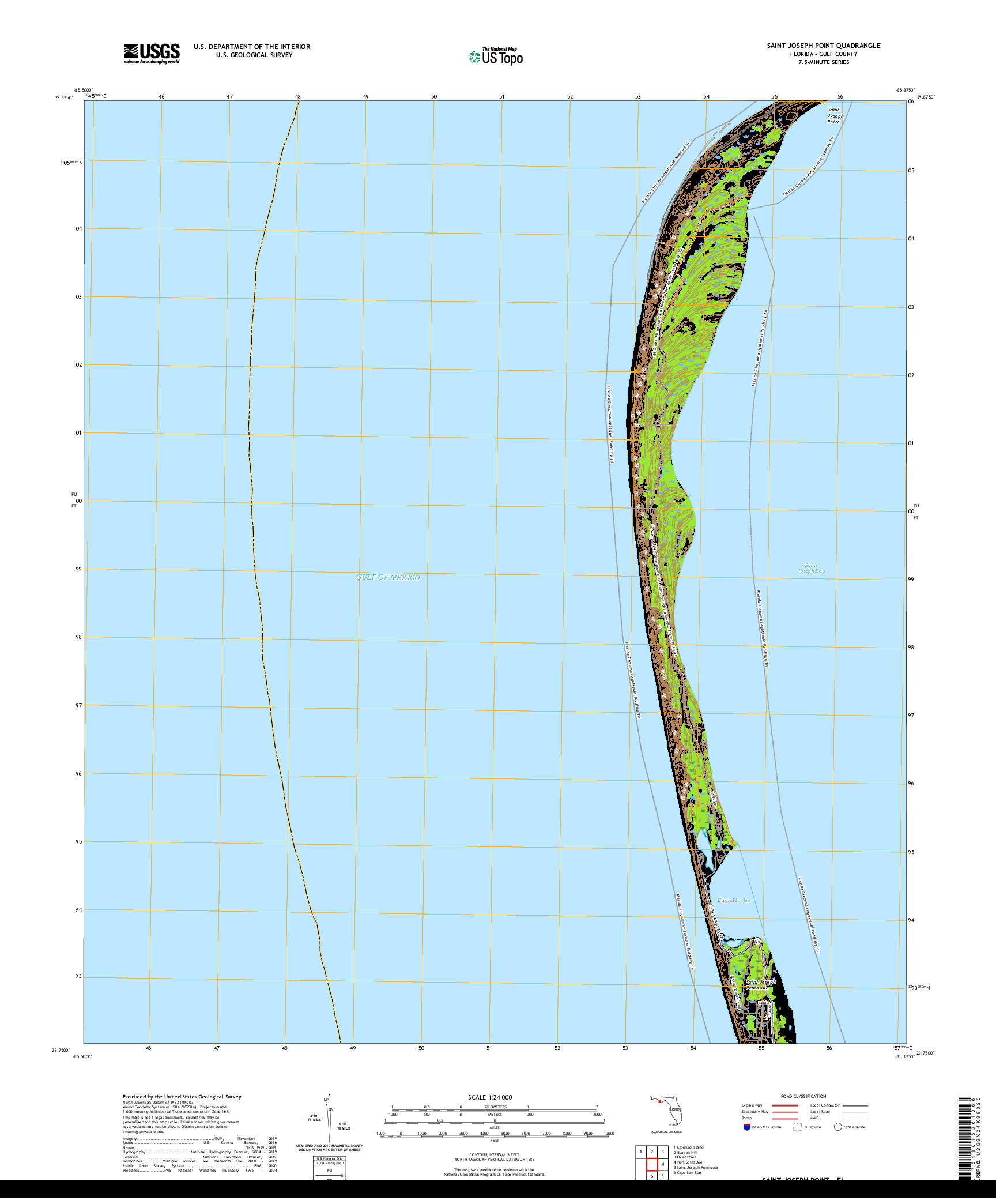 USGS US TOPO 7.5-MINUTE MAP FOR SAINT JOSEPH POINT, FL 2021