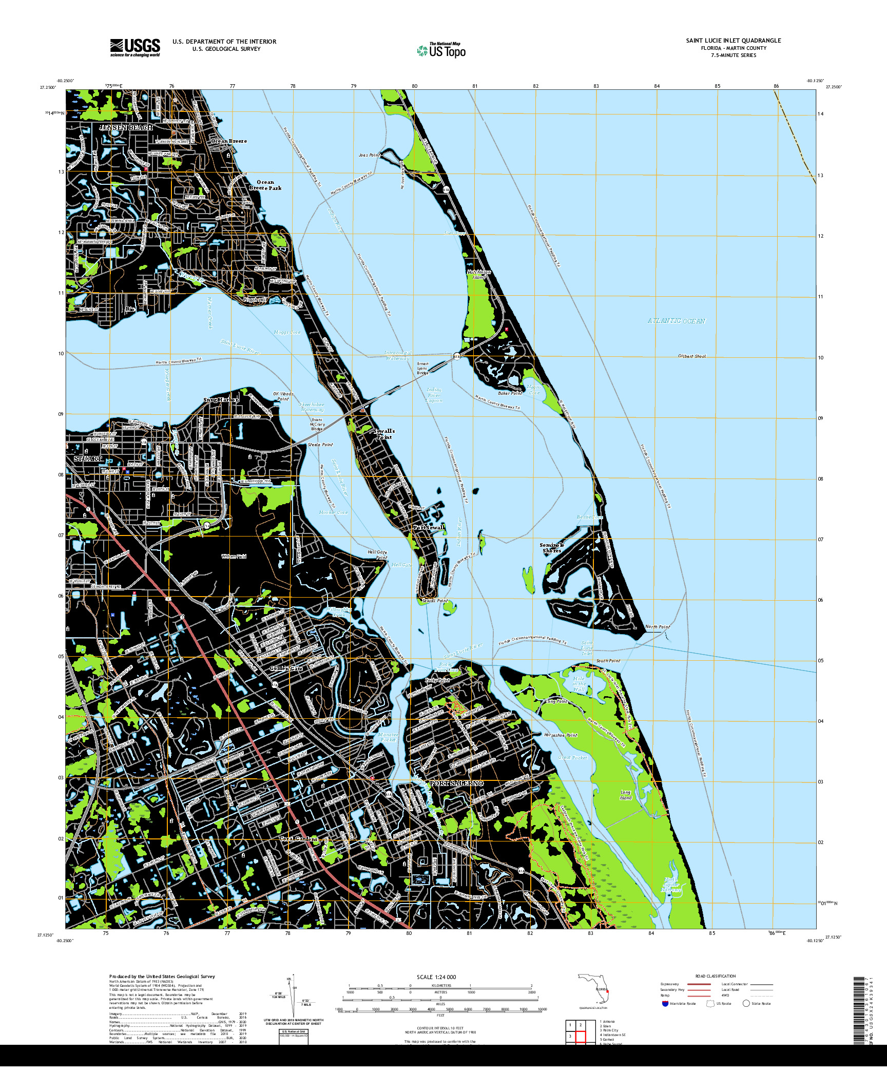 USGS US TOPO 7.5-MINUTE MAP FOR SAINT LUCIE INLET, FL 2021
