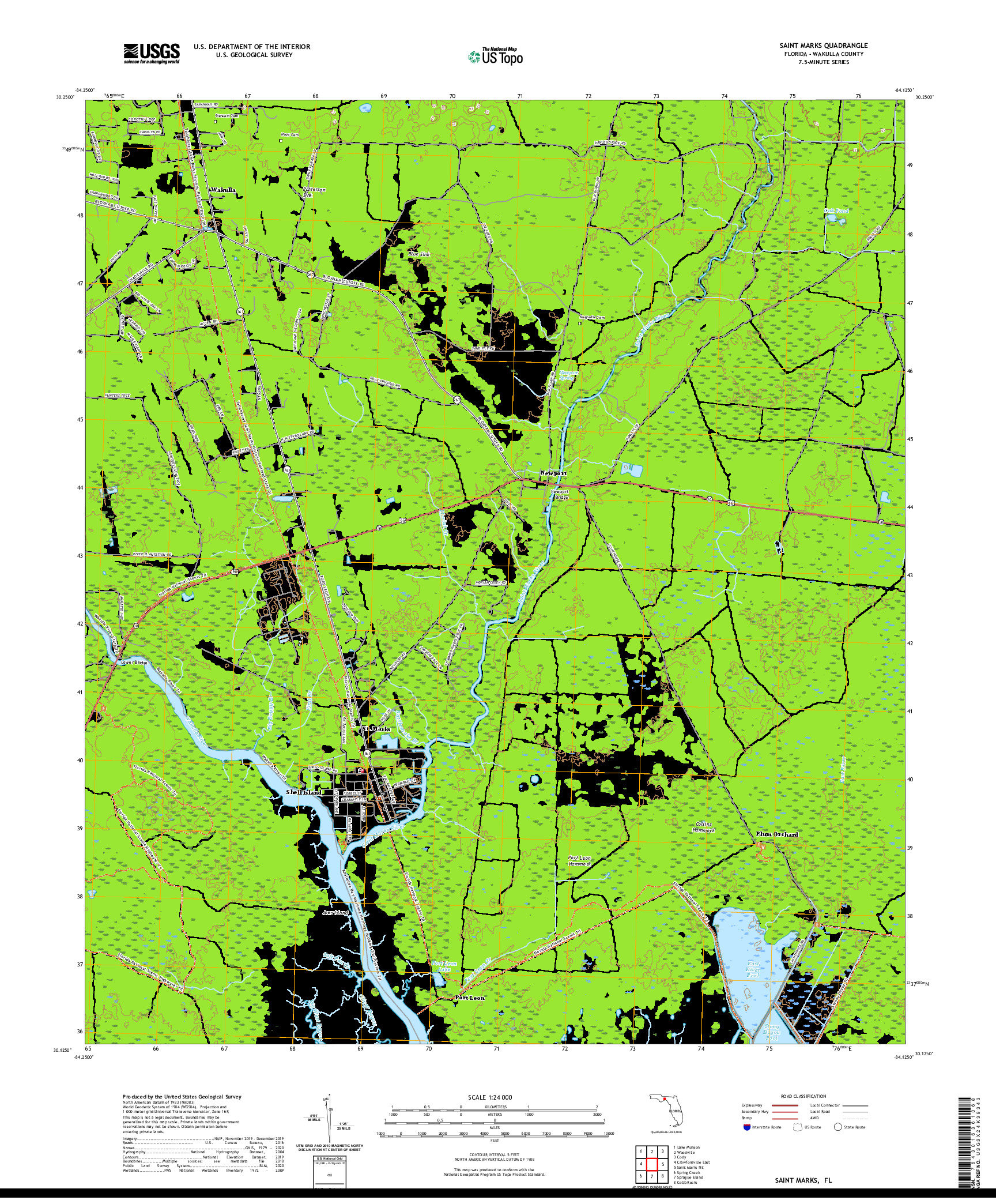 USGS US TOPO 7.5-MINUTE MAP FOR SAINT MARKS, FL 2021