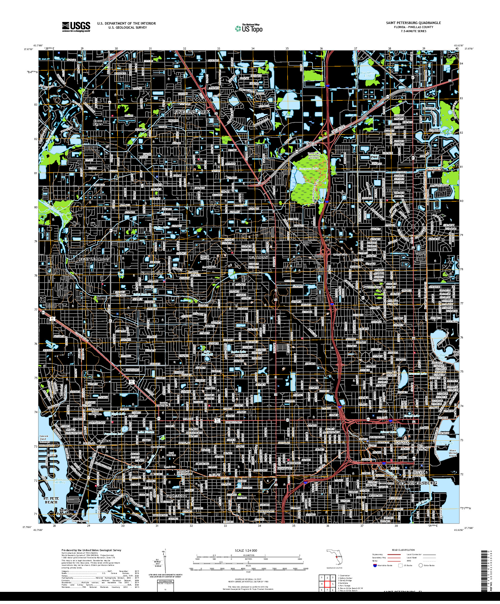 USGS US TOPO 7.5-MINUTE MAP FOR SAINT PETERSBURG, FL 2021