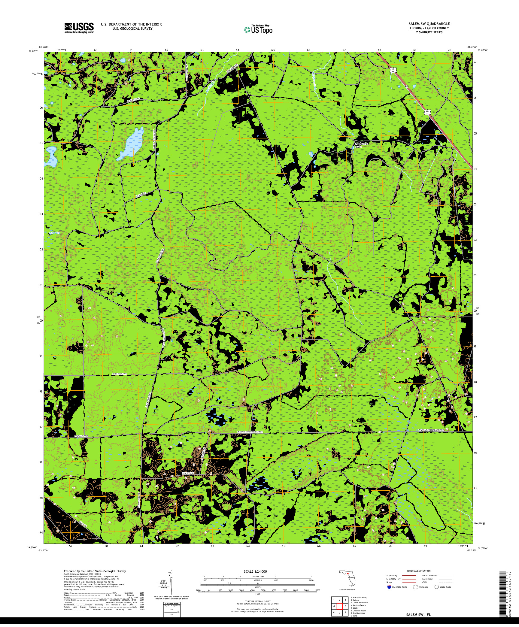 USGS US TOPO 7.5-MINUTE MAP FOR SALEM SW, FL 2021