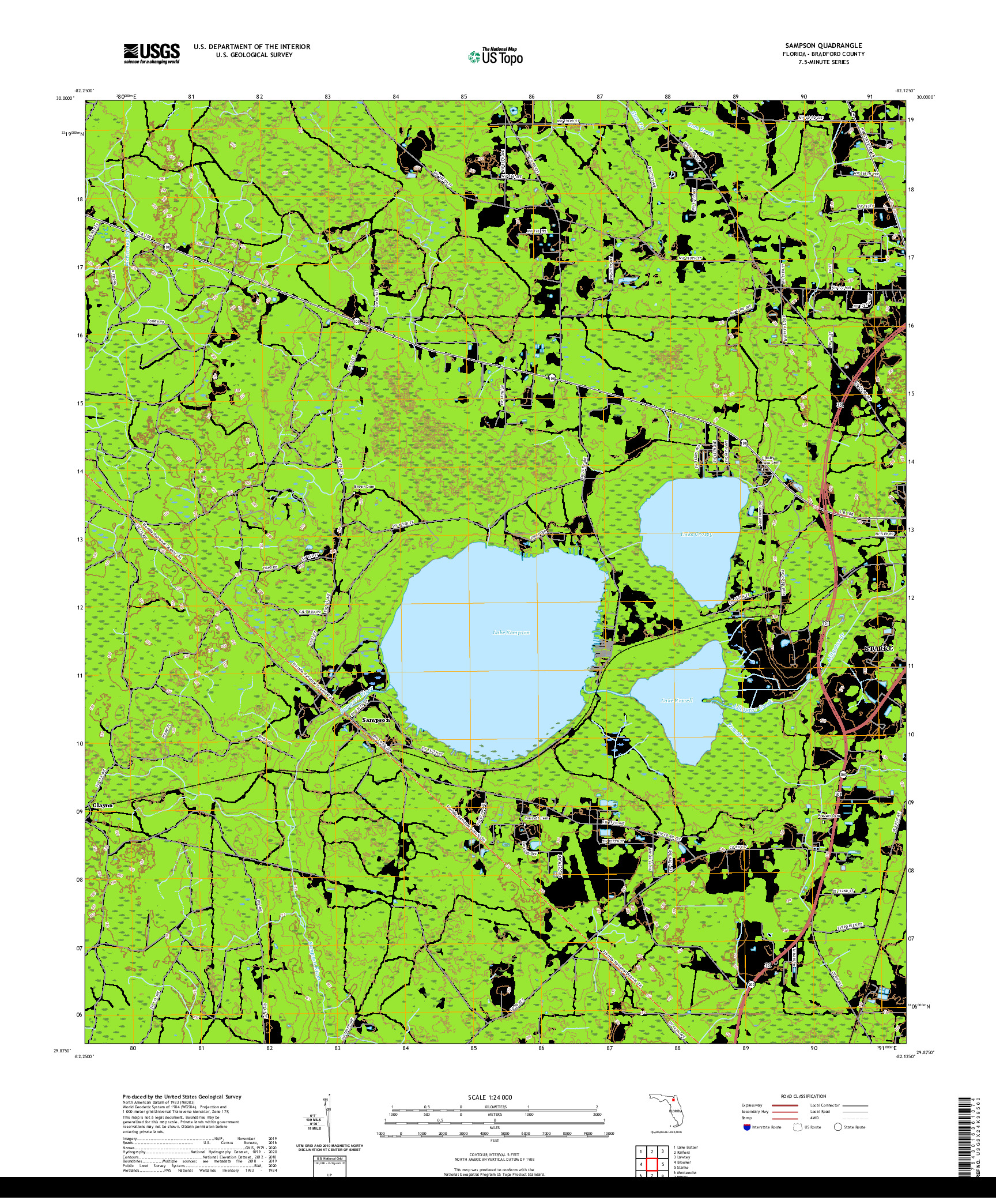 USGS US TOPO 7.5-MINUTE MAP FOR SAMPSON, FL 2021