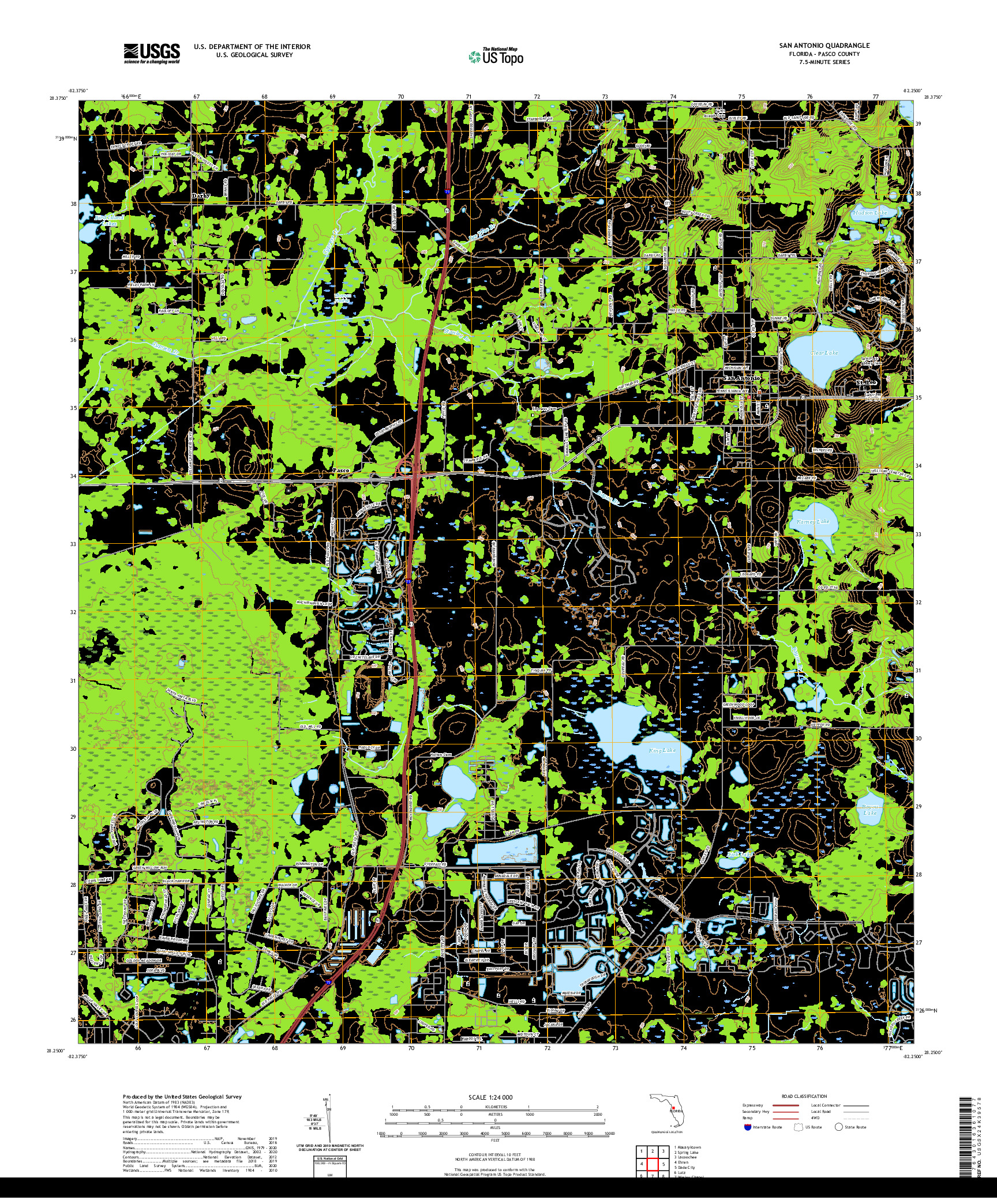 USGS US TOPO 7.5-MINUTE MAP FOR SAN ANTONIO, FL 2021