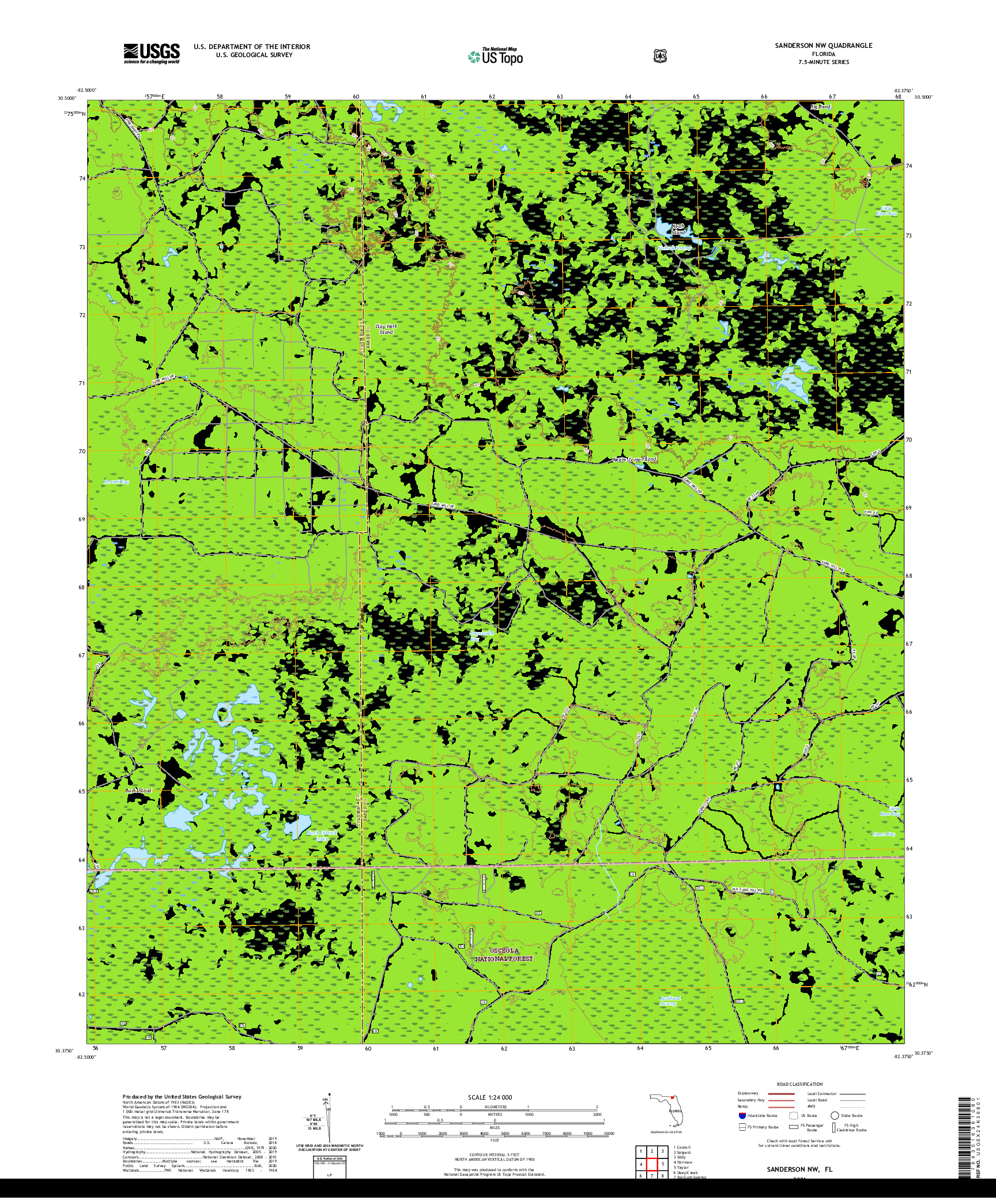 USGS US TOPO 7.5-MINUTE MAP FOR SANDERSON NW, FL 2021