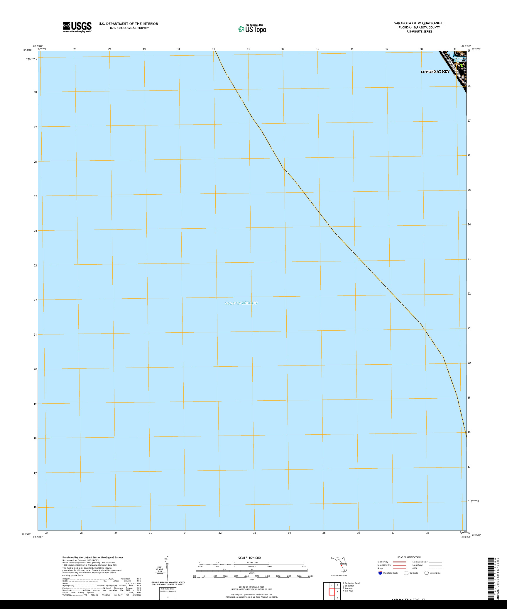 USGS US TOPO 7.5-MINUTE MAP FOR SARASOTA OE W, FL 2021