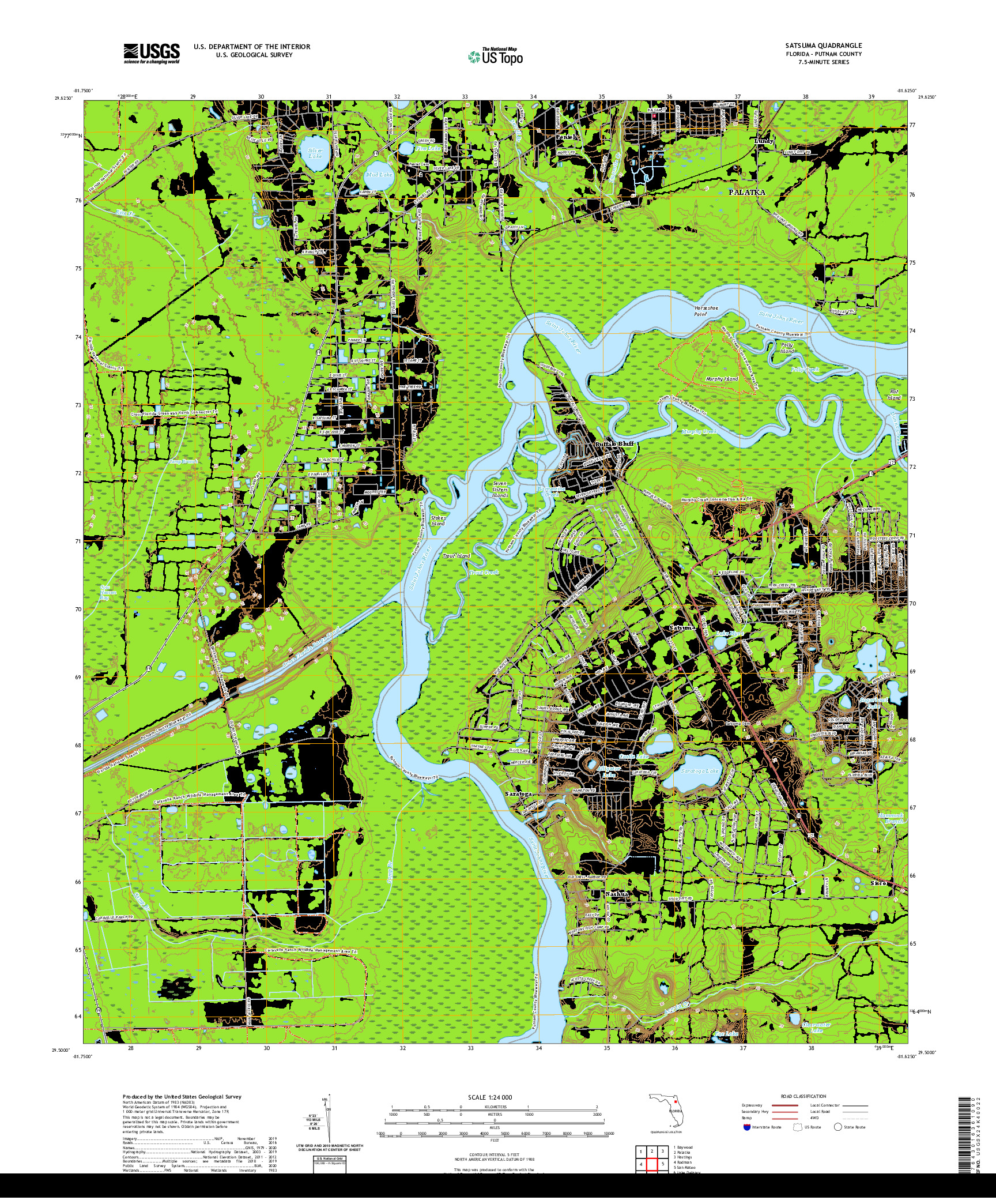 USGS US TOPO 7.5-MINUTE MAP FOR SATSUMA, FL 2021