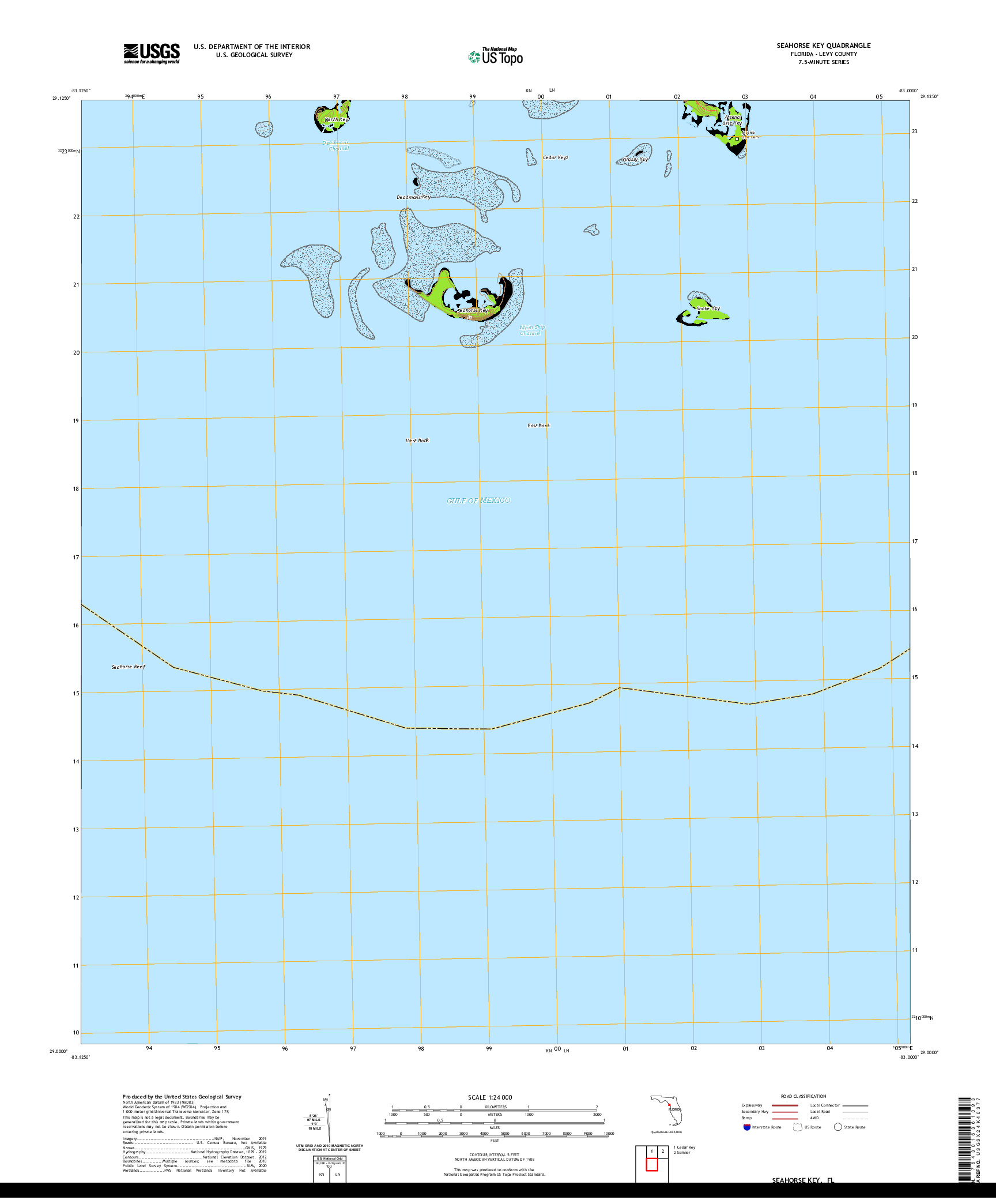 USGS US TOPO 7.5-MINUTE MAP FOR SEAHORSE KEY, FL 2021