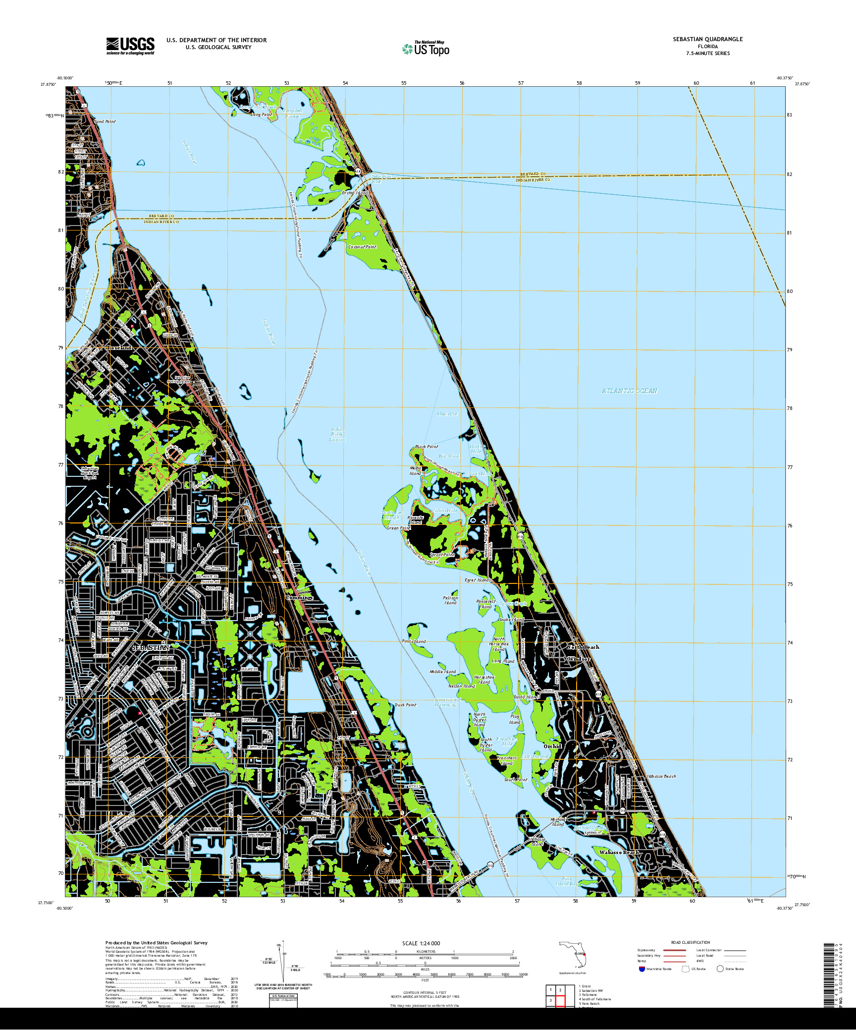 USGS US TOPO 7.5-MINUTE MAP FOR SEBASTIAN, FL 2021