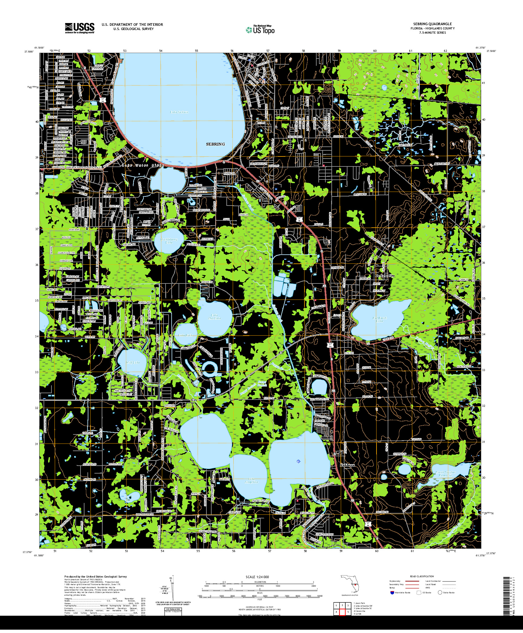 USGS US TOPO 7.5-MINUTE MAP FOR SEBRING, FL 2021