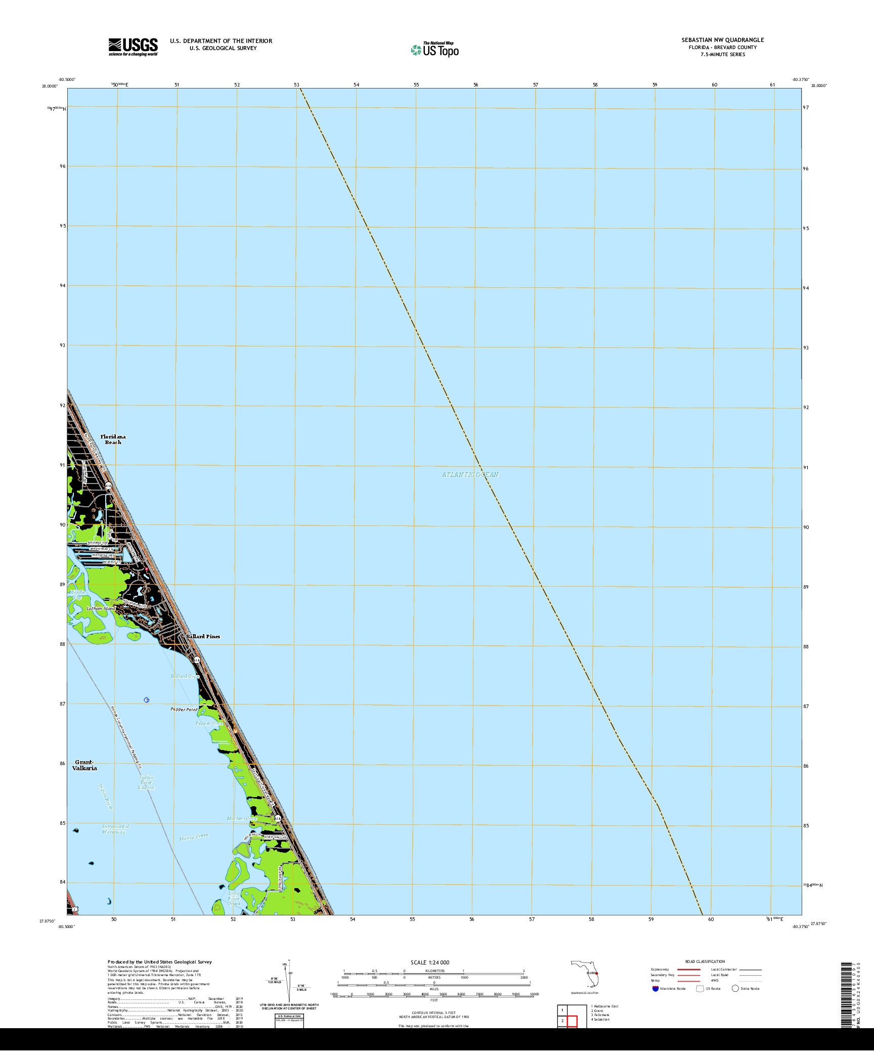 USGS US TOPO 7.5-MINUTE MAP FOR SEBASTIAN NW, FL 2021