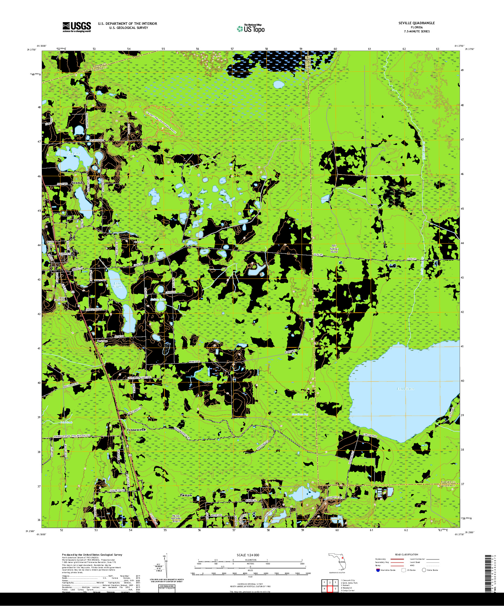 USGS US TOPO 7.5-MINUTE MAP FOR SEVILLE, FL 2021