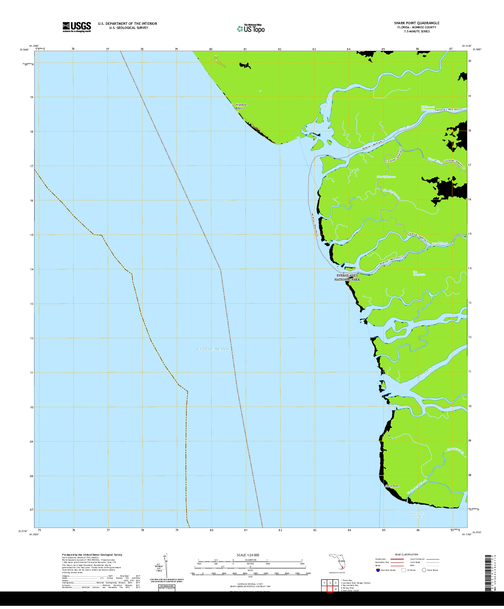 USGS US TOPO 7.5-MINUTE MAP FOR SHARK POINT, FL 2021