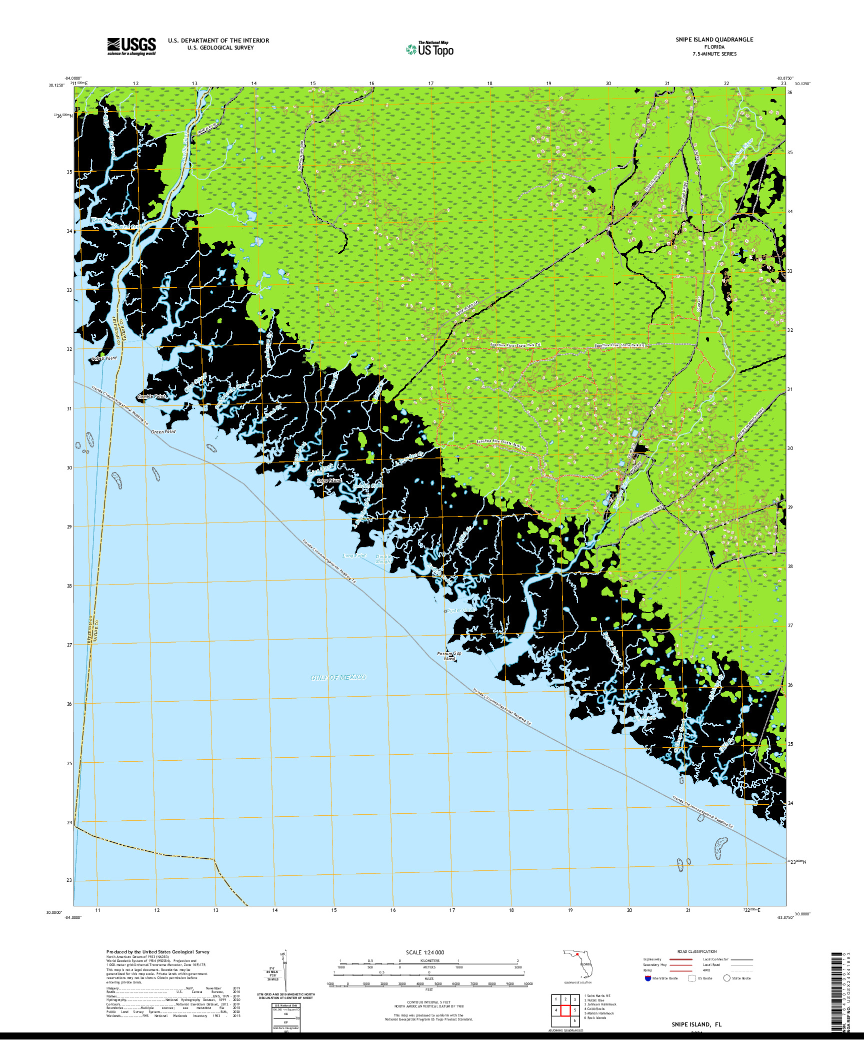 USGS US TOPO 7.5-MINUTE MAP FOR SNIPE ISLAND, FL 2021