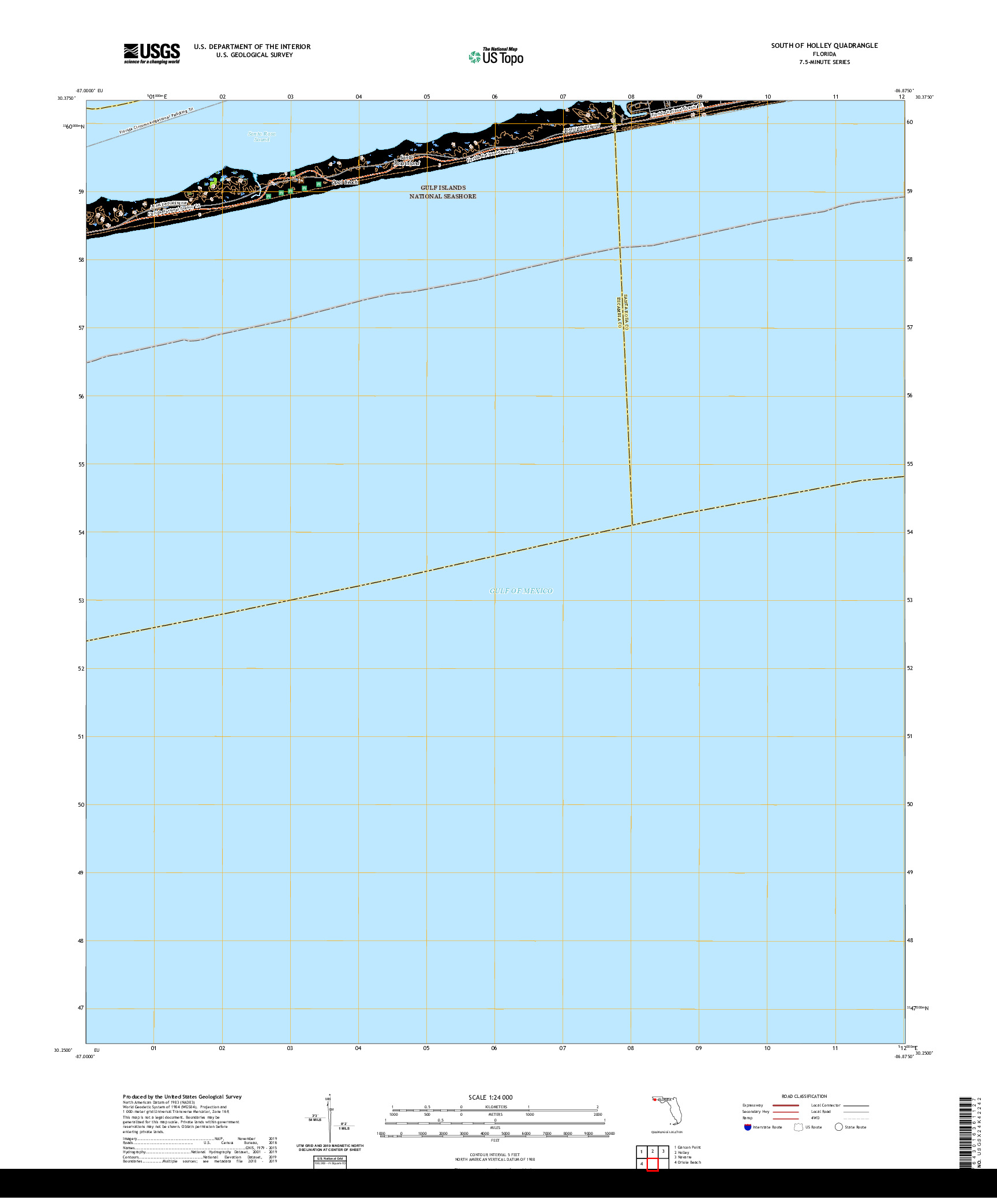 USGS US TOPO 7.5-MINUTE MAP FOR SOUTH OF HOLLEY, FL 2021