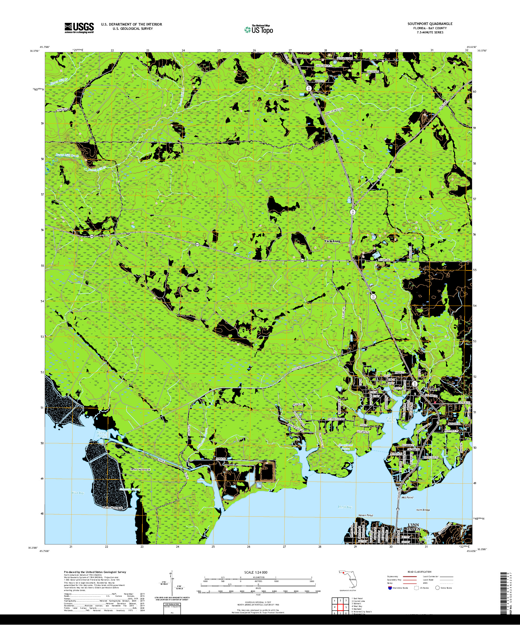 USGS US TOPO 7.5-MINUTE MAP FOR SOUTHPORT, FL 2021