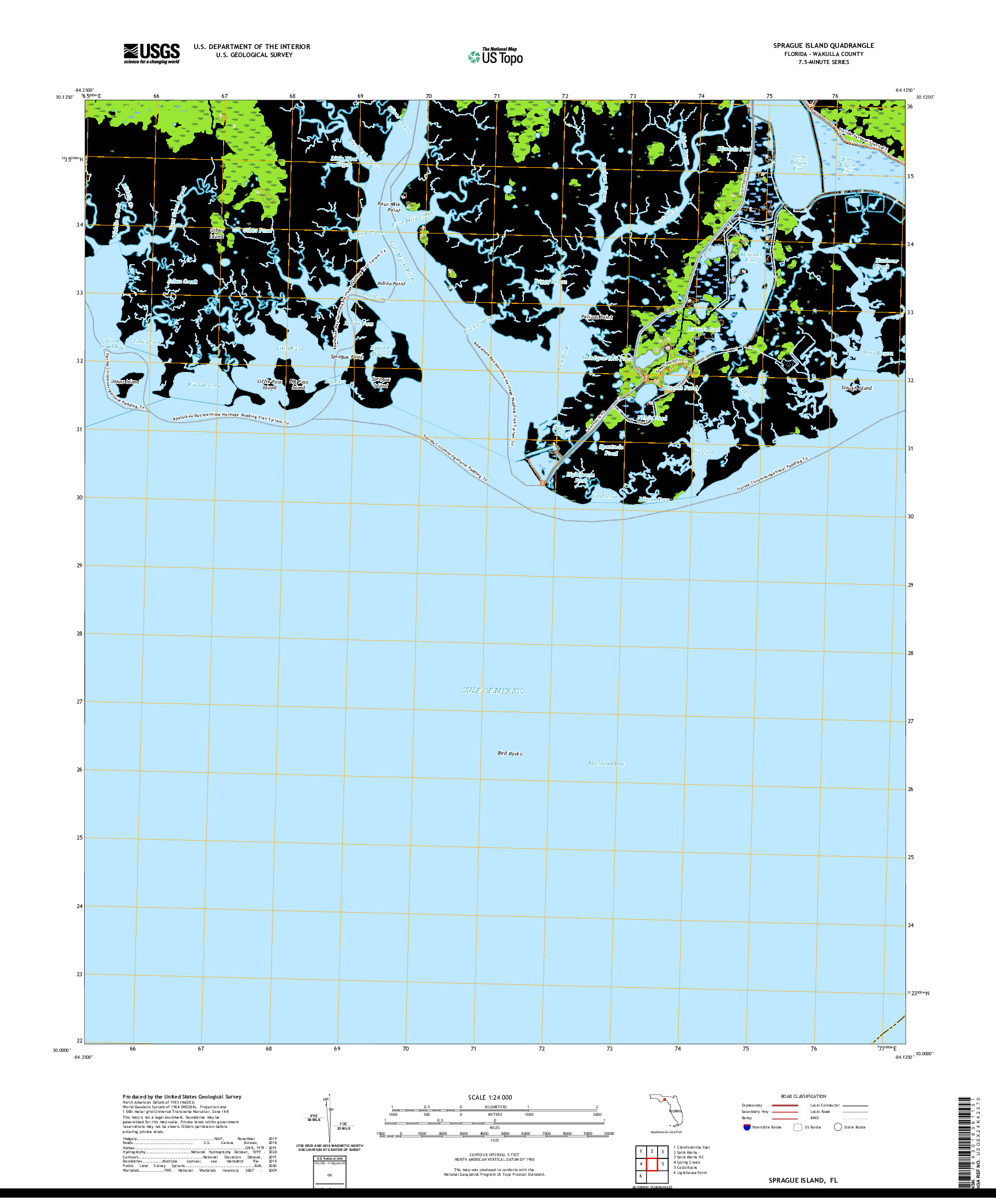 USGS US TOPO 7.5-MINUTE MAP FOR SPRAGUE ISLAND, FL 2021
