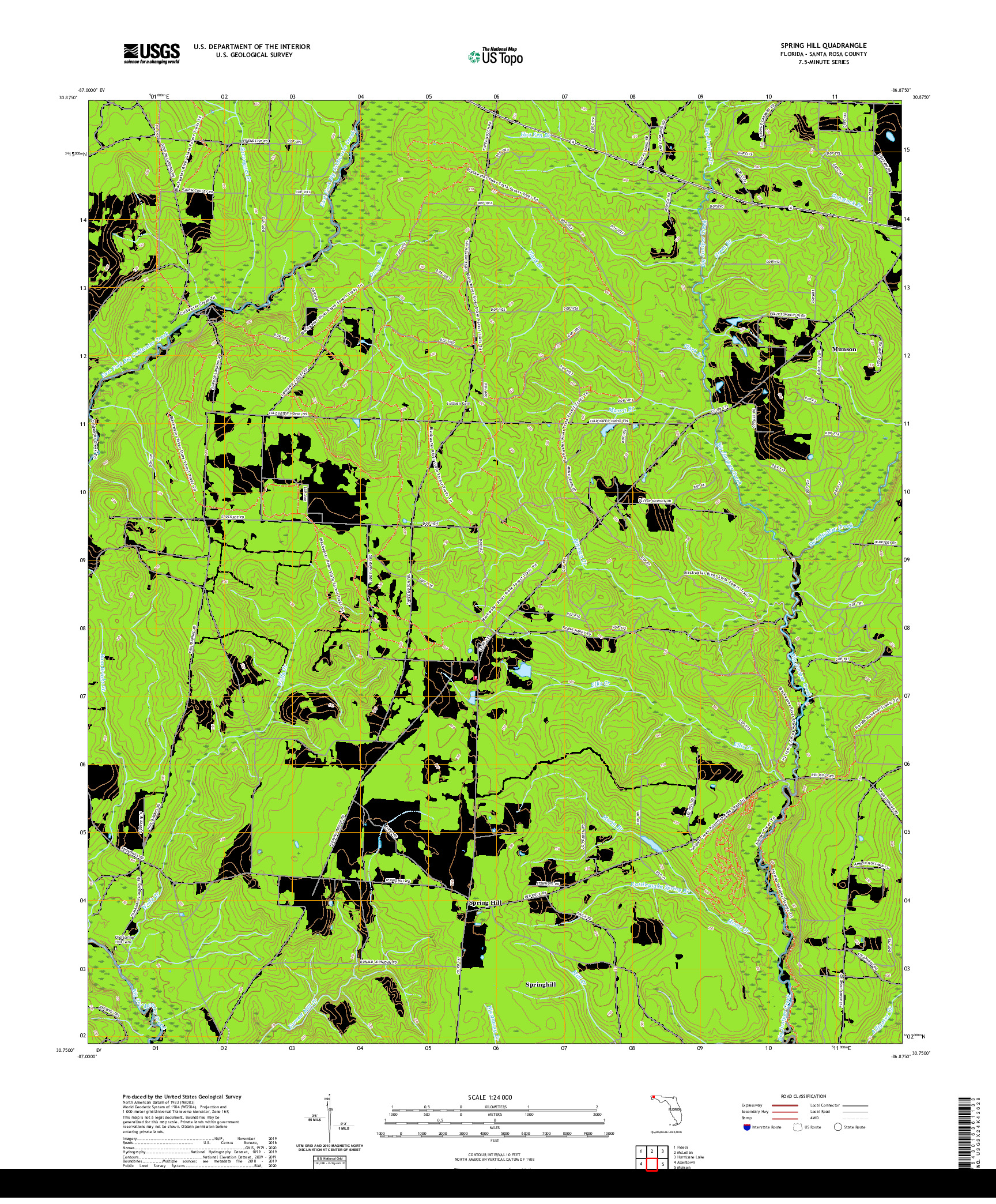 USGS US TOPO 7.5-MINUTE MAP FOR SPRING HILL, FL 2021