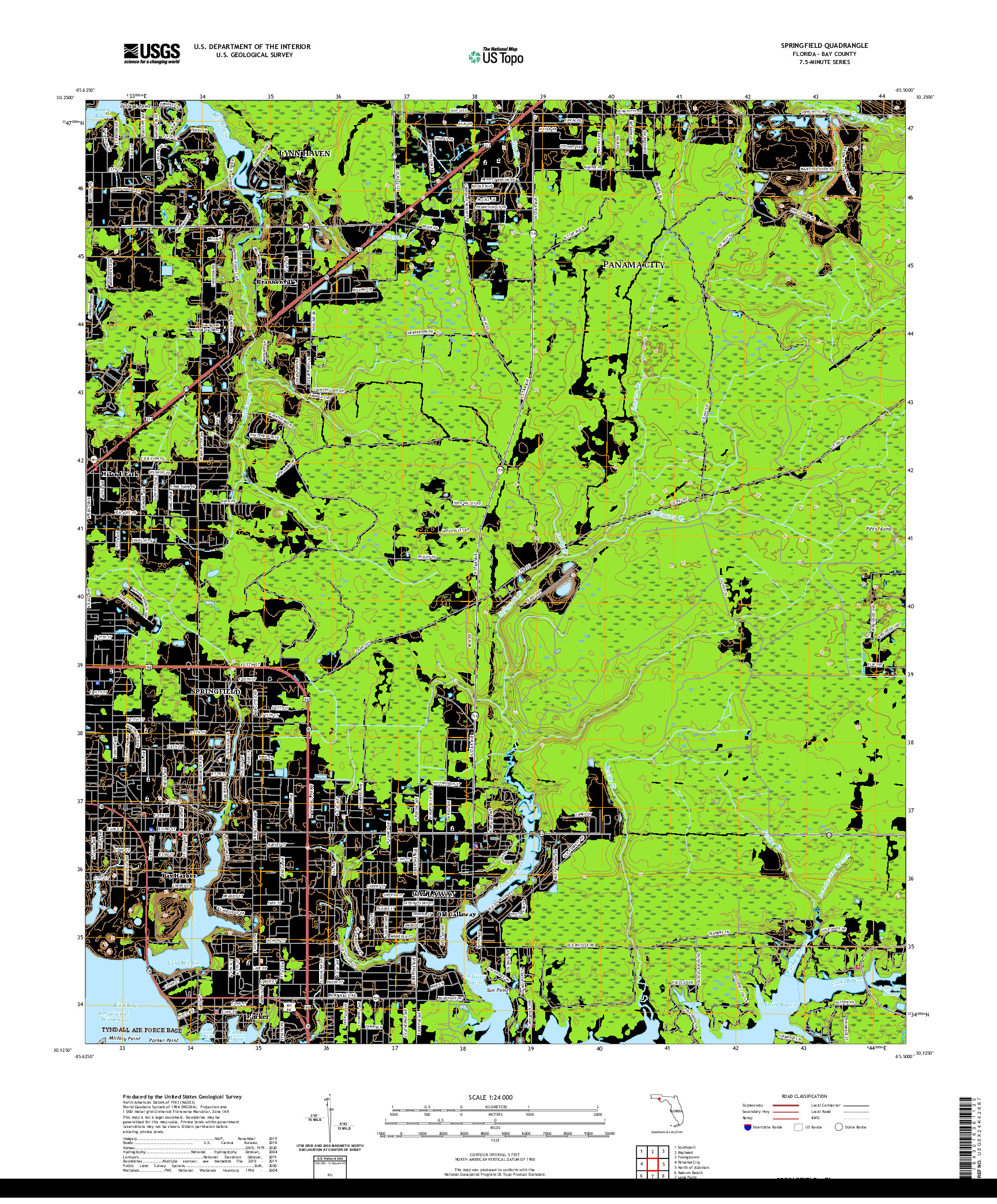 USGS US TOPO 7.5-MINUTE MAP FOR SPRINGFIELD, FL 2021