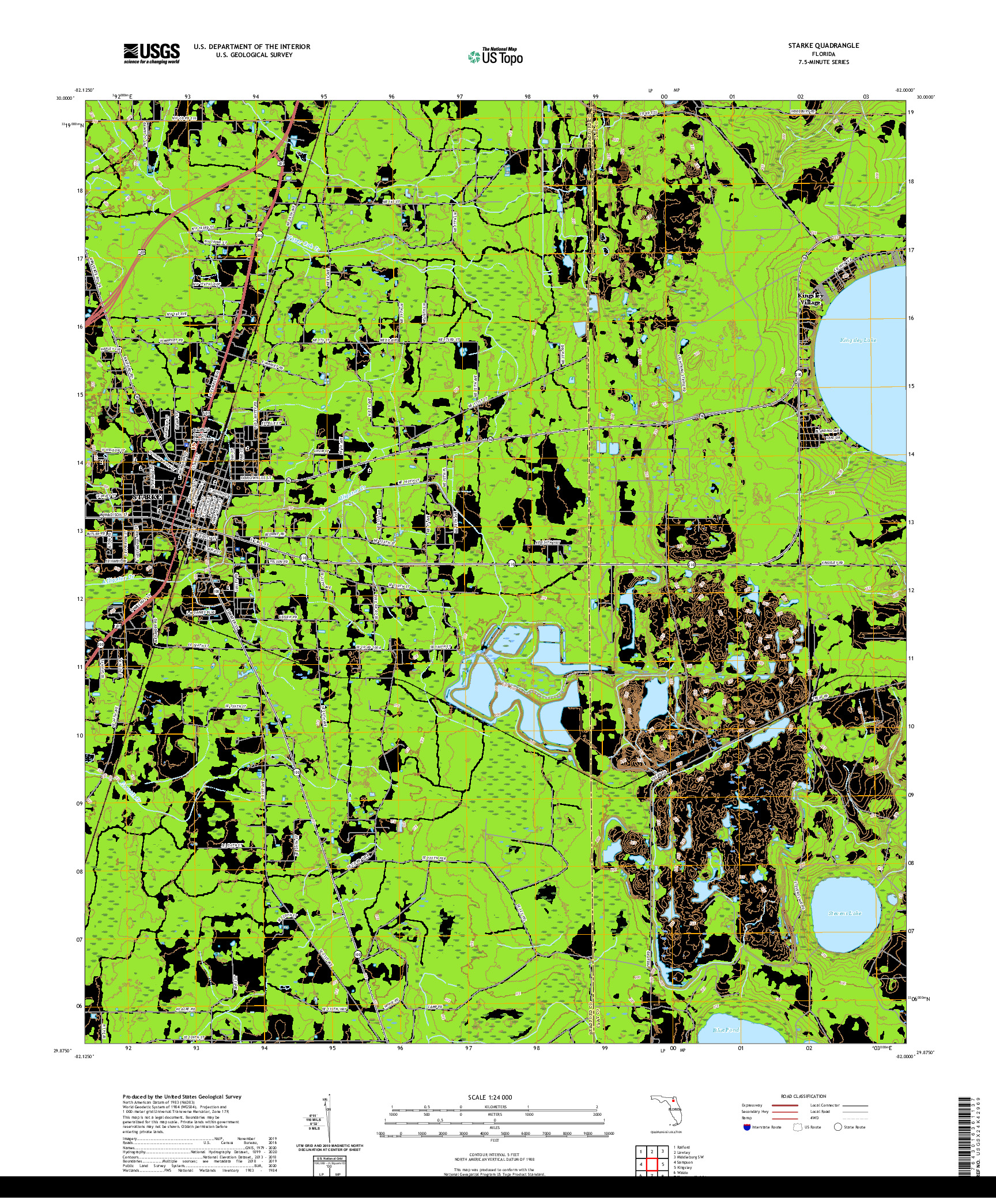 USGS US TOPO 7.5-MINUTE MAP FOR STARKE, FL 2021