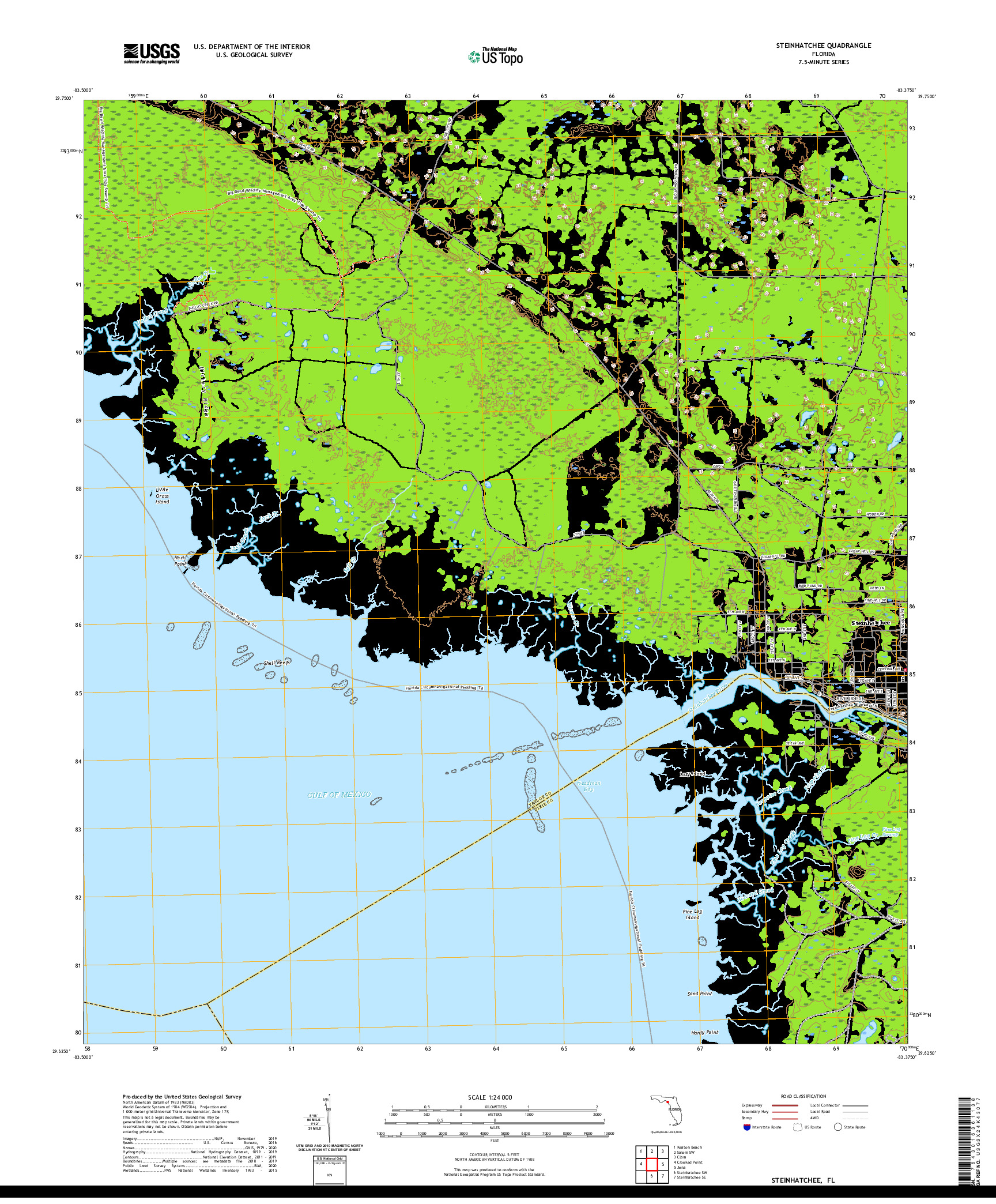 USGS US TOPO 7.5-MINUTE MAP FOR STEINHATCHEE, FL 2021