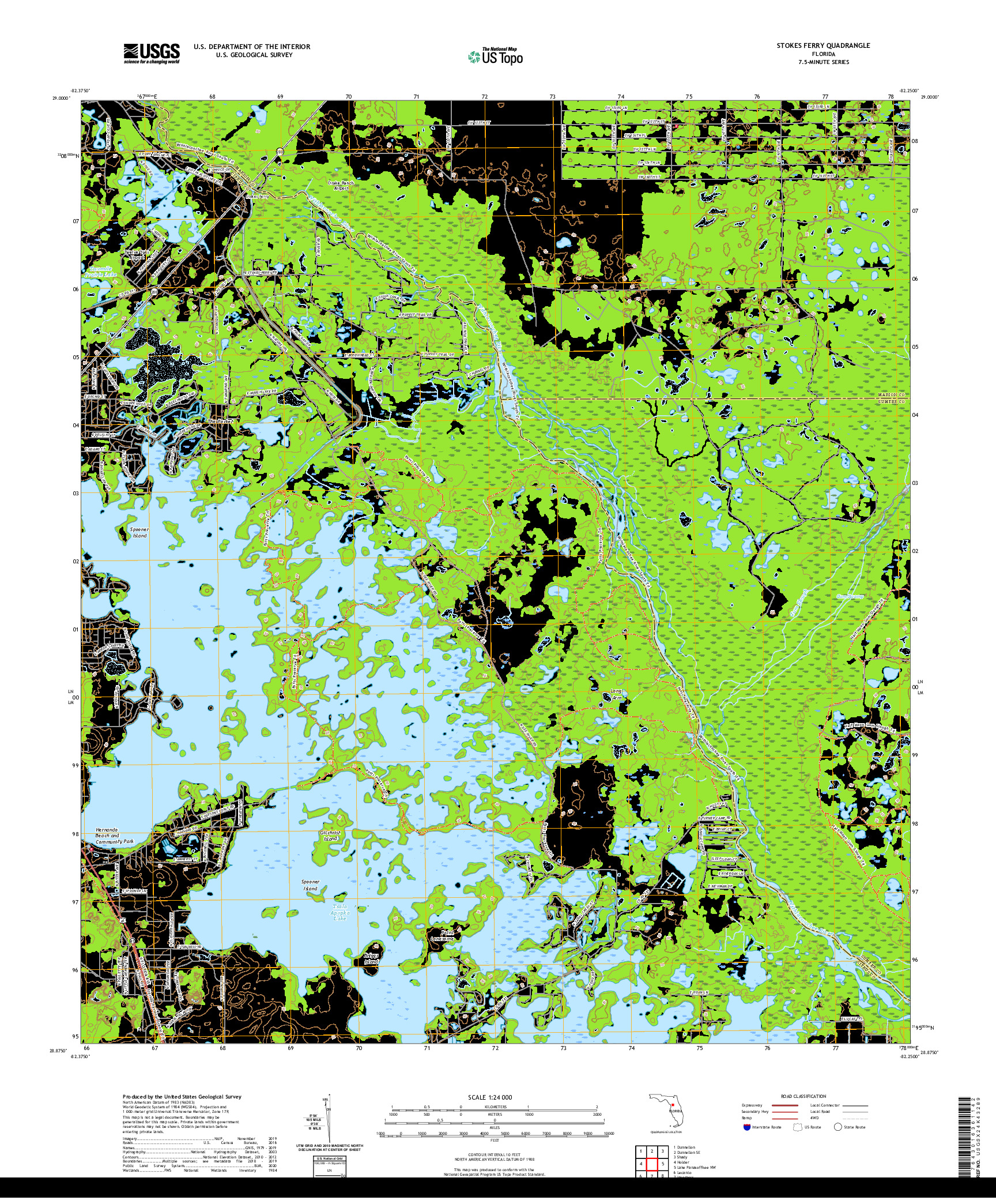 USGS US TOPO 7.5-MINUTE MAP FOR STOKES FERRY, FL 2021